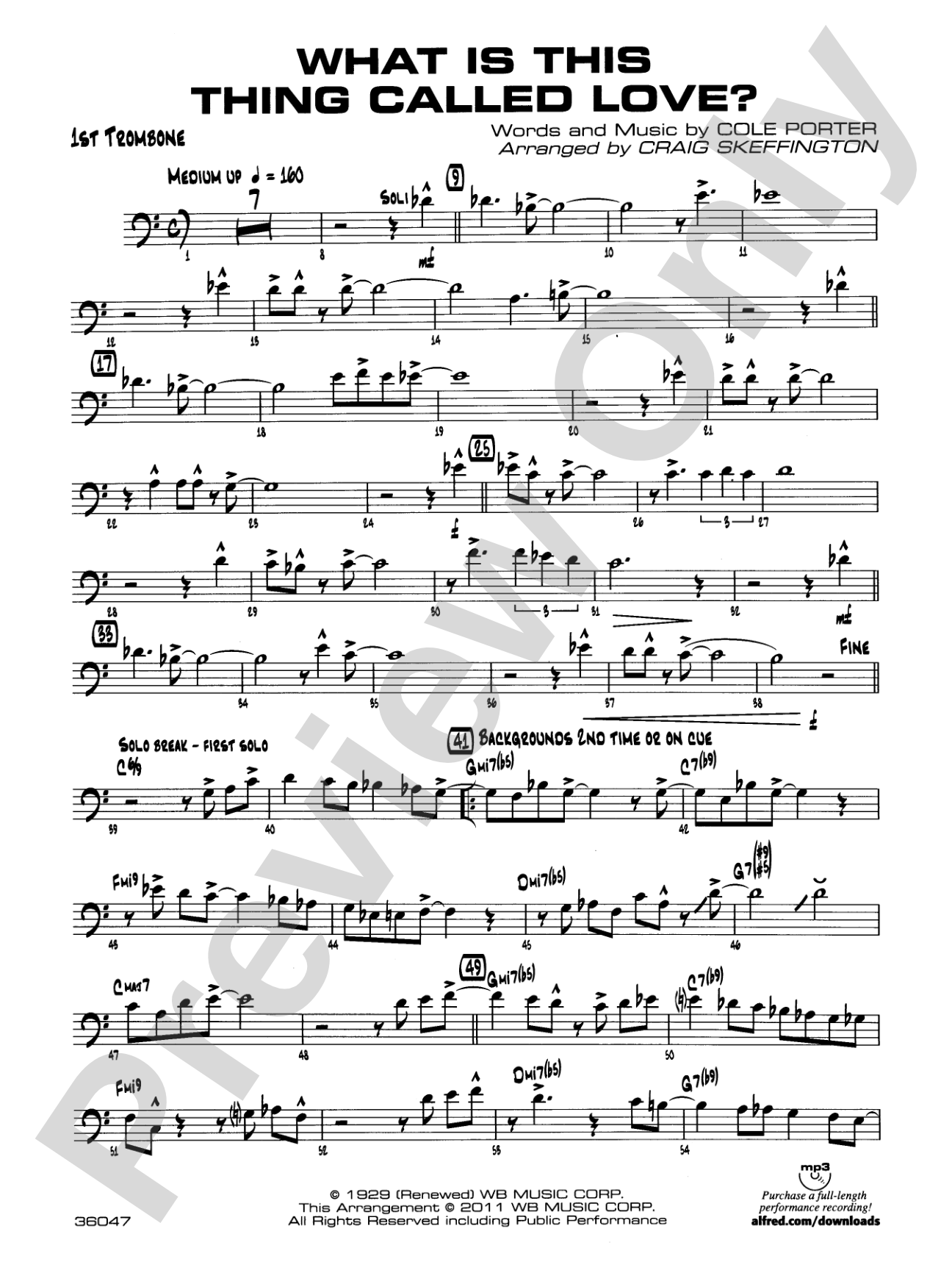 What Is This Thing Called Love?: 1st Trombone