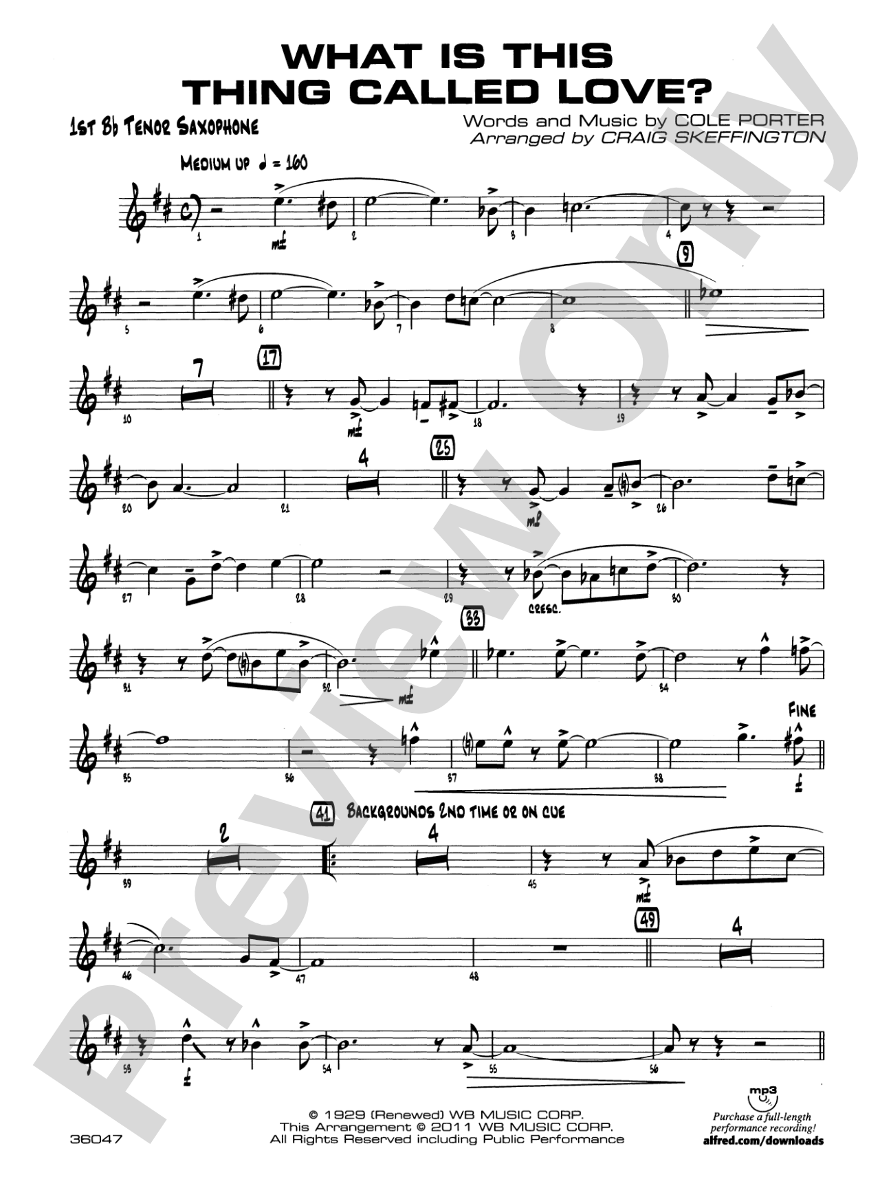 What Is This Thing Called Love?: B-flat Tenor Saxophone