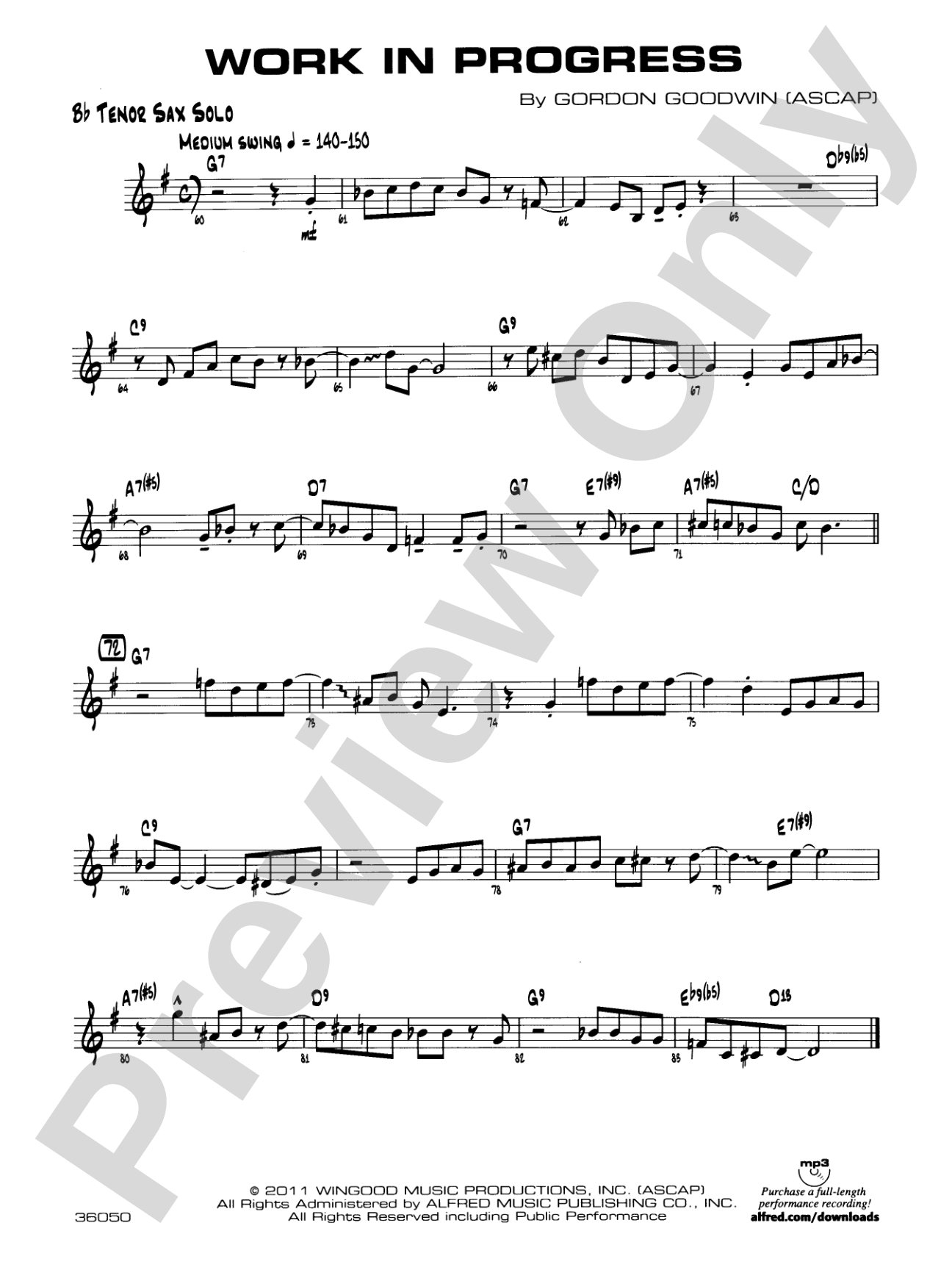 Work in Progress: Solo Bb Tenor Sax