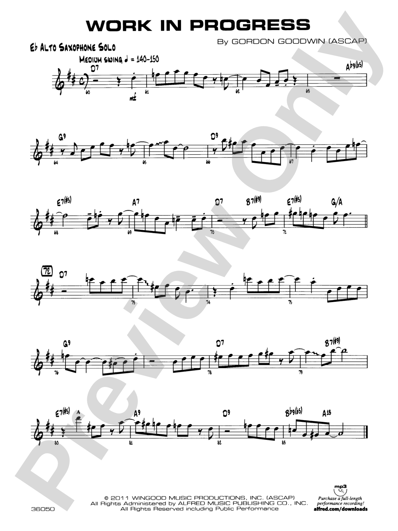 Work in Progress: Solo Eb Alto Sax