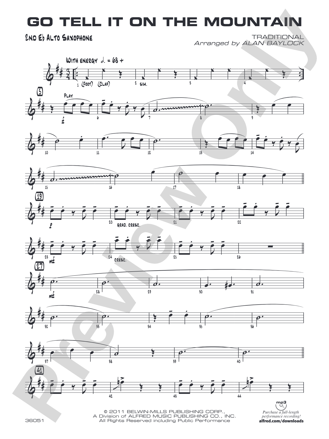 Go Tell It on the Mountain: 2nd E-flat Alto Saxophone