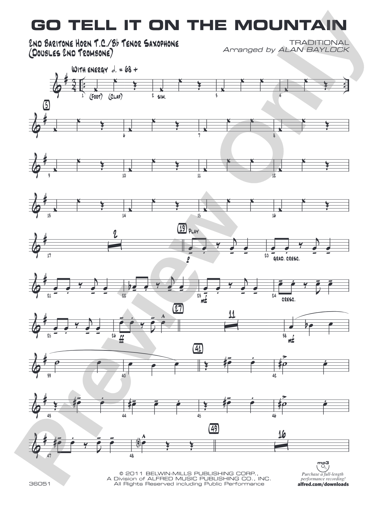 Go Tell It on the Mountain: 2nd Baritone T.C.