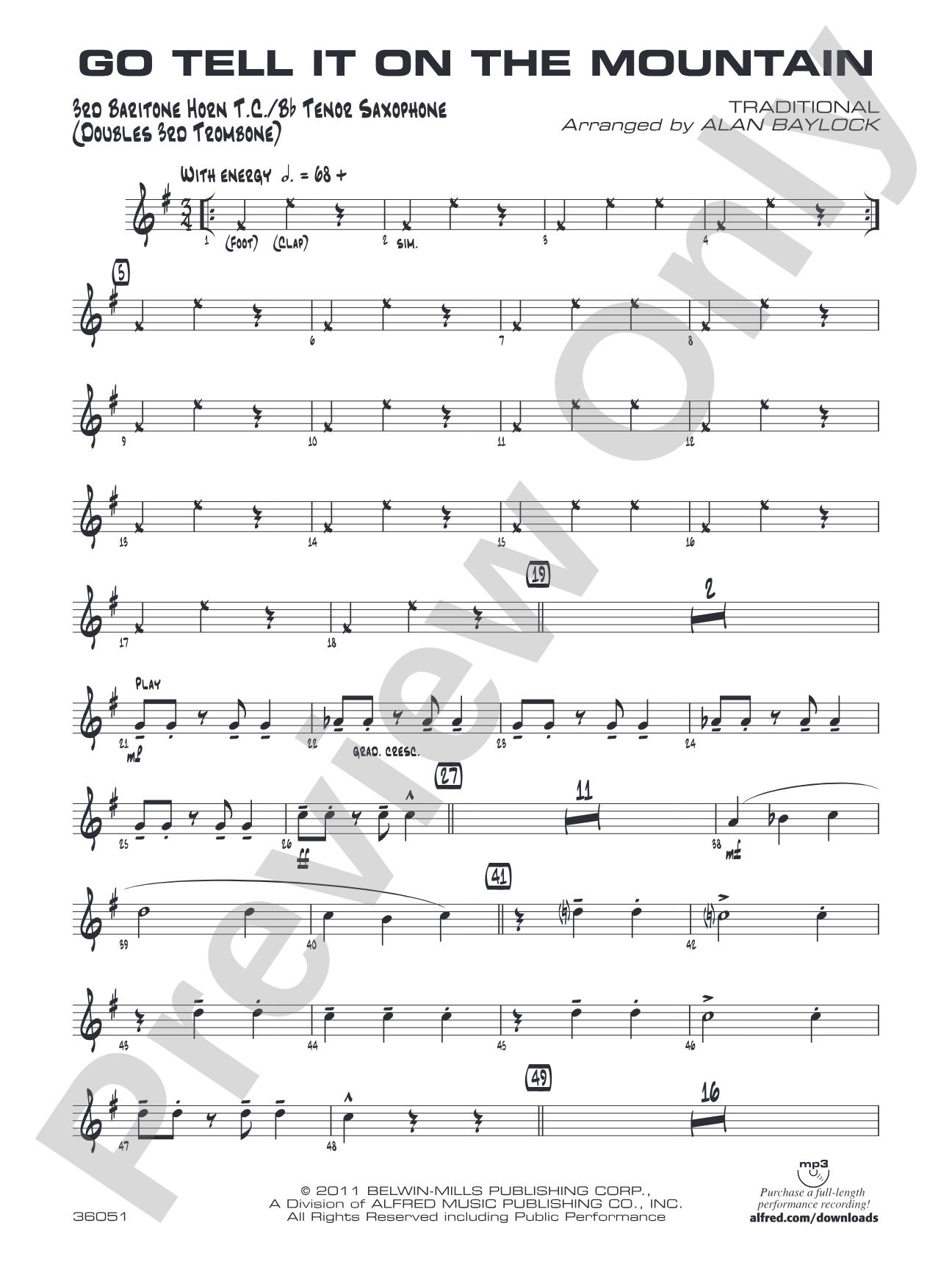 Go Tell It on the Mountain: 3rd Baritone T.C.