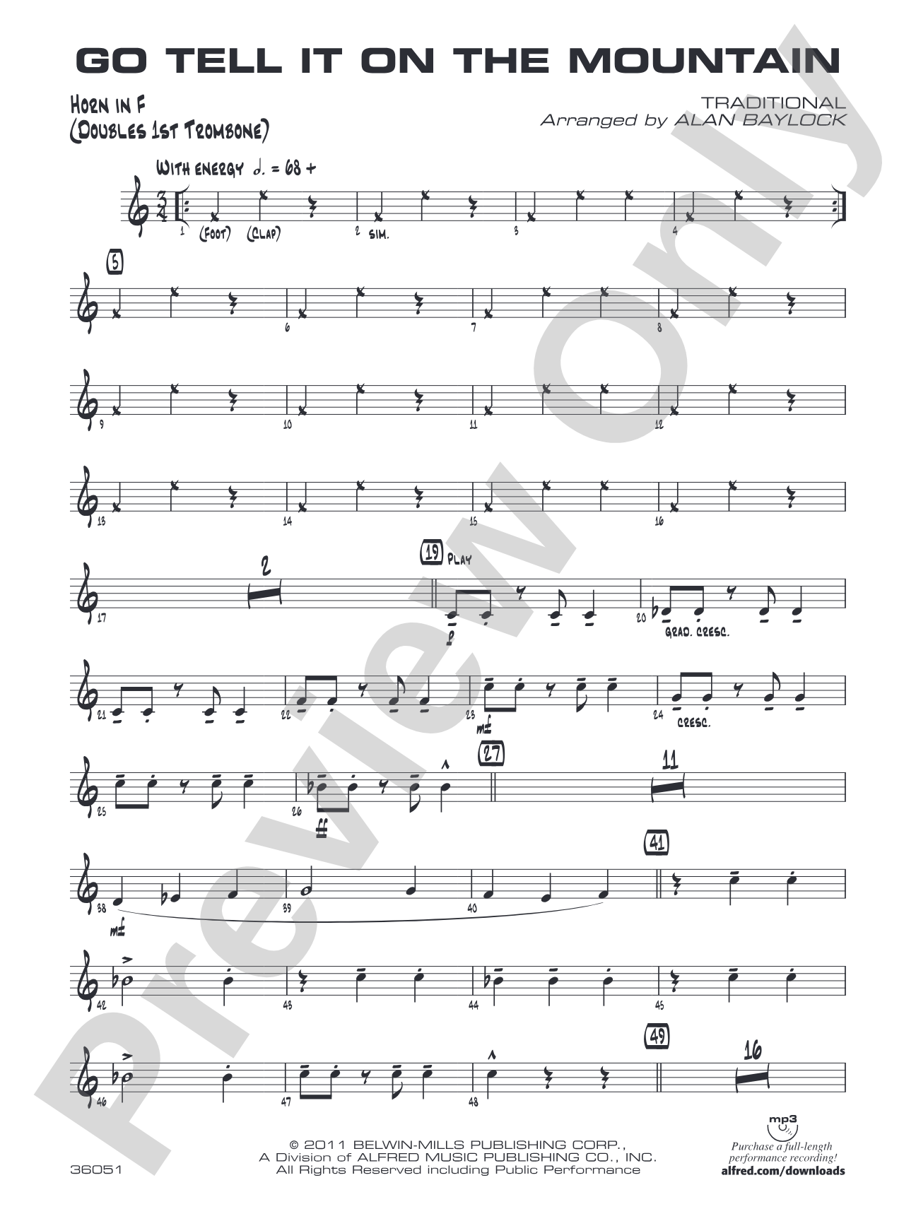 Go Tell It on the Mountain: 1st F Horn