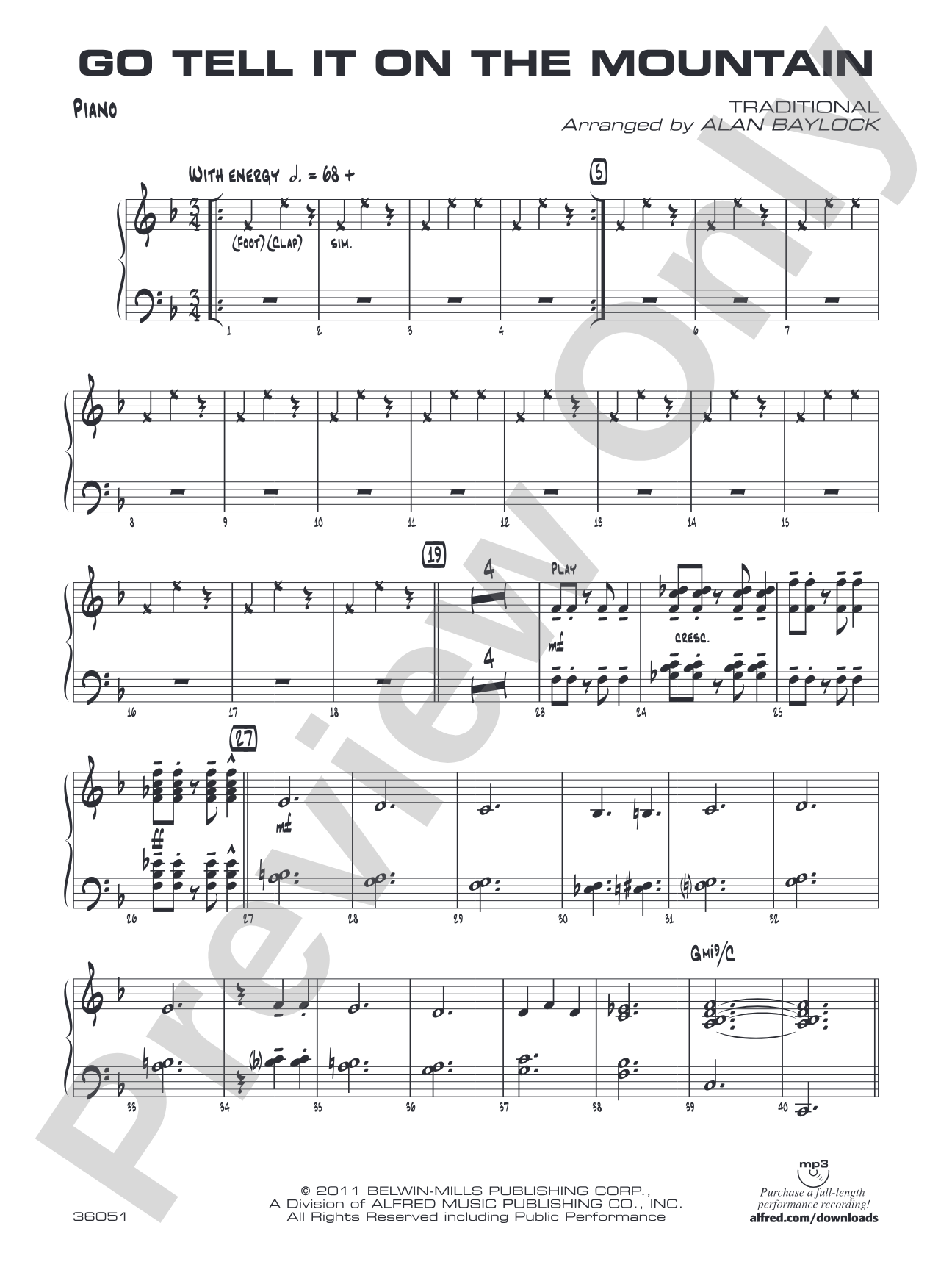 Go Tell It on the Mountain: Piano Accompaniment