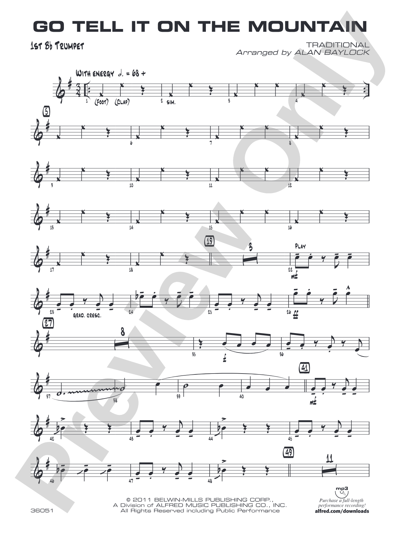 Go Tell It on the Mountain: 1st B-flat Trumpet