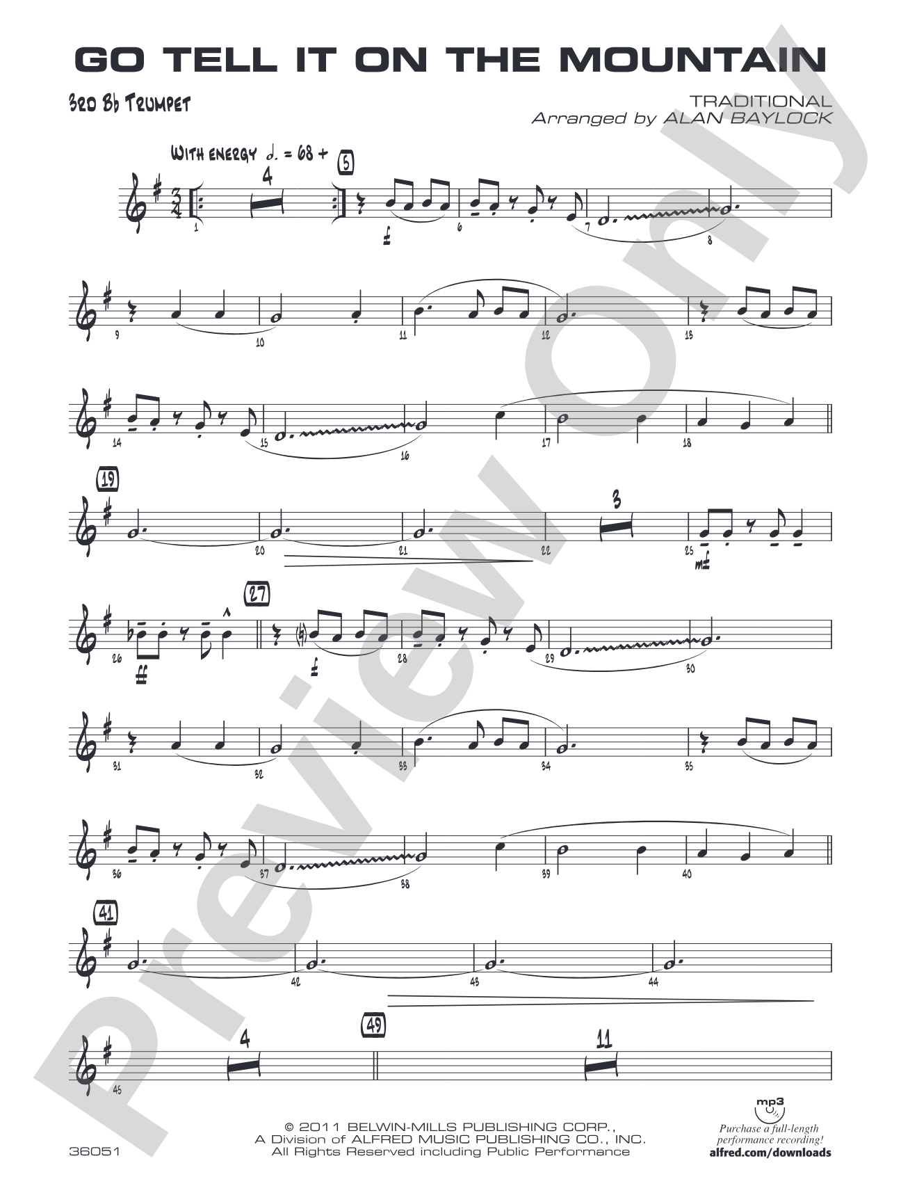 Go Tell It on the Mountain: 3rd B-flat Trumpet