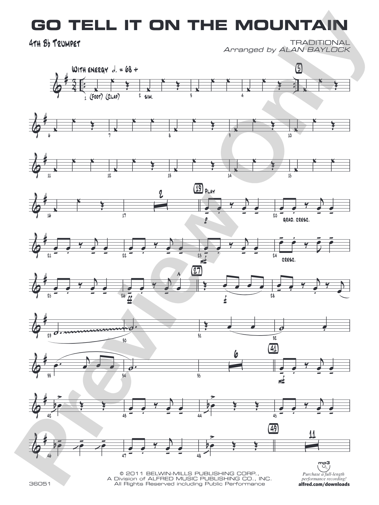Go Tell It on the Mountain: 4th B-flat Trumpet