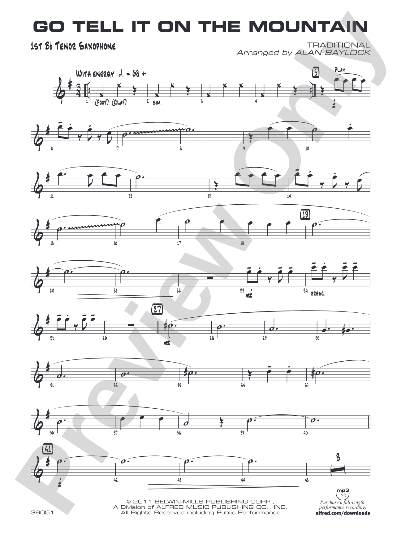 Go Tell It on the Mountain: B-flat Tenor Saxophone