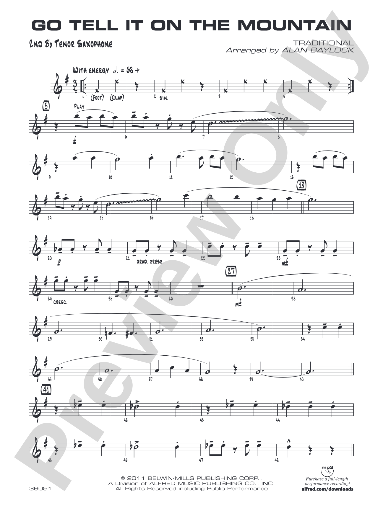 Go Tell It on the Mountain: 2nd B-flat Tenor Saxophone