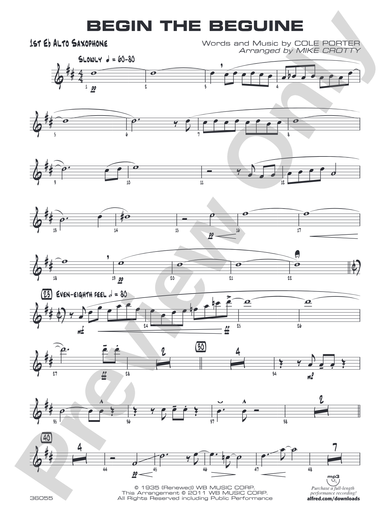 Begin the Beguine: E-flat Alto Saxophone