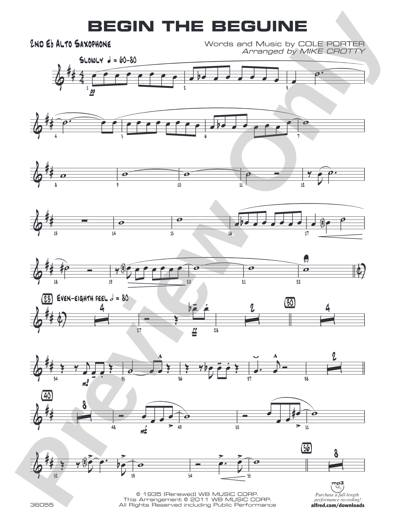 Begin the Beguine: 2nd E-flat Alto Saxophone
