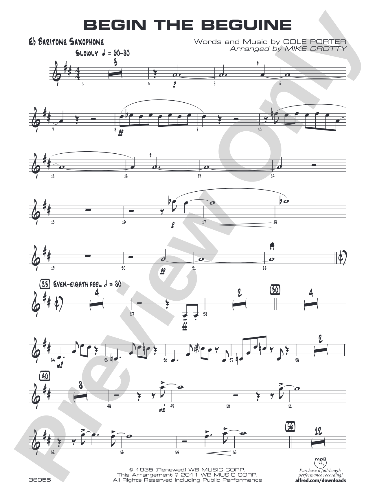 Begin the Beguine: E-flat Baritone Saxophone