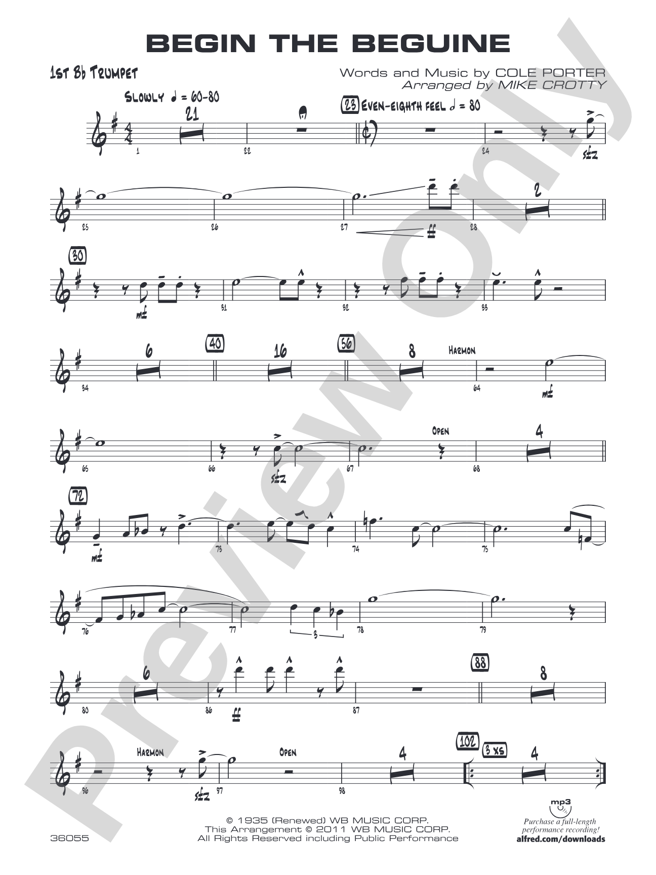 Begin the Beguine: 1st B-flat Trumpet