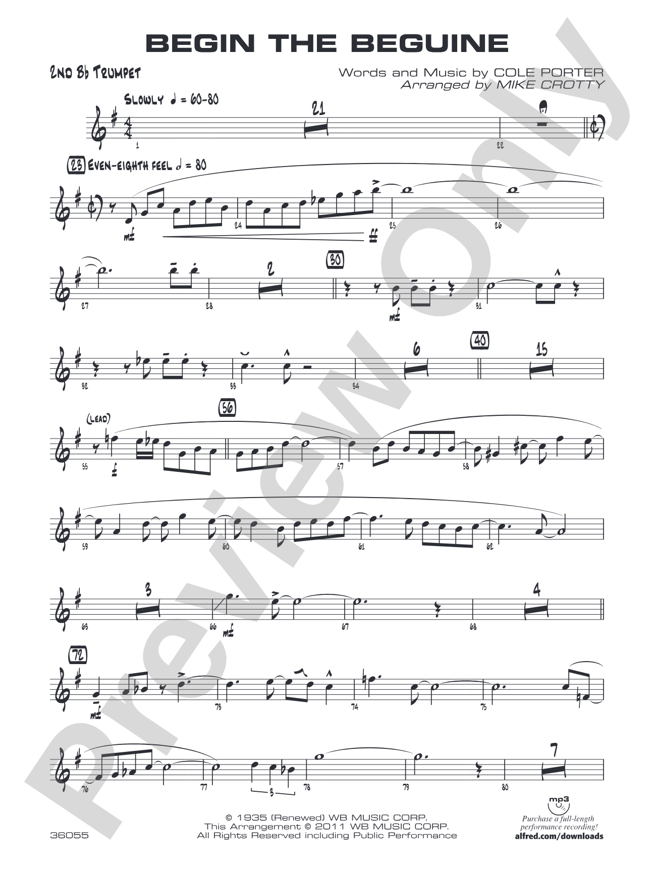 Begin the Beguine: 2nd B-flat Trumpet