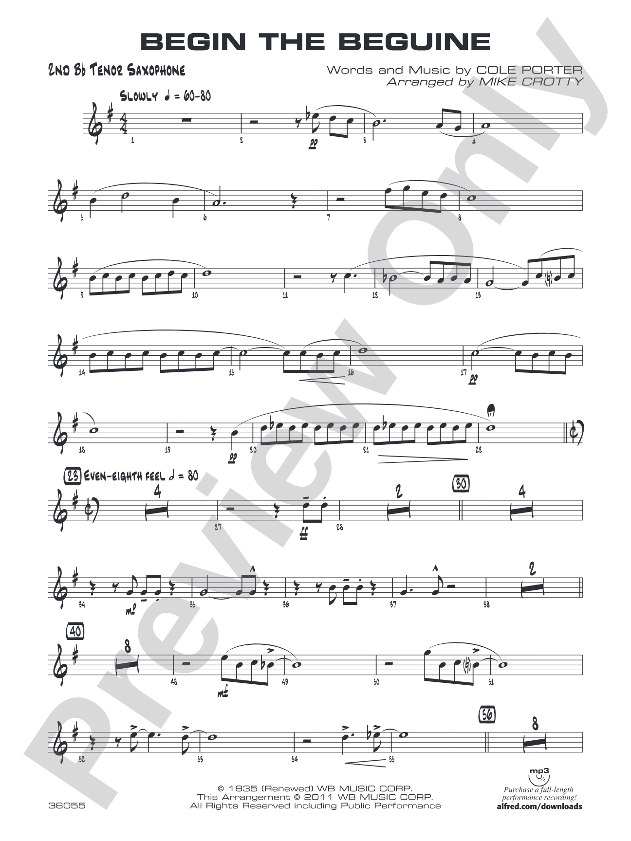 Begin the Beguine: 2nd B-flat Tenor Saxophone