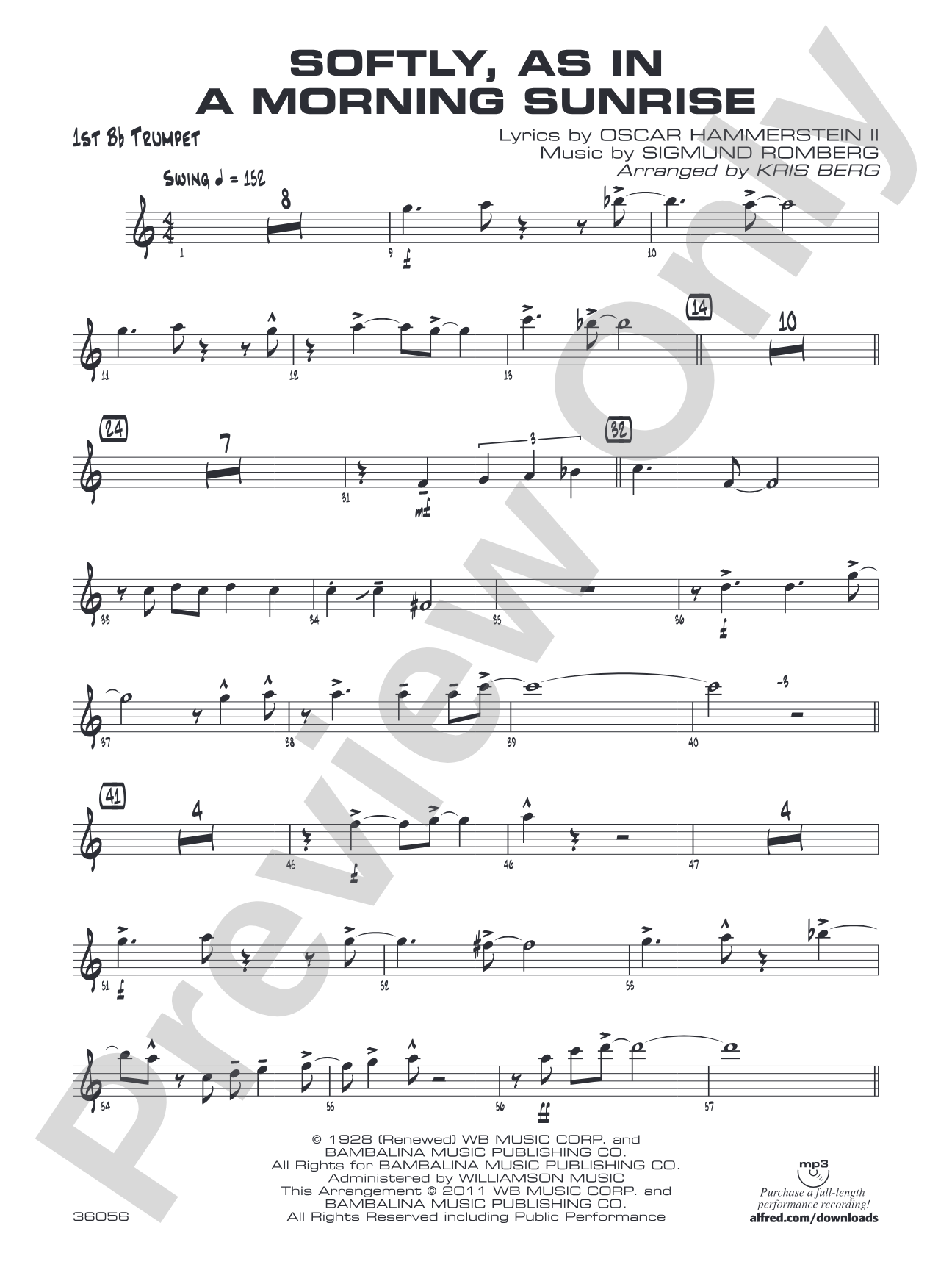 Softly, as in a Morning Sunrise: 1st B-flat Trumpet