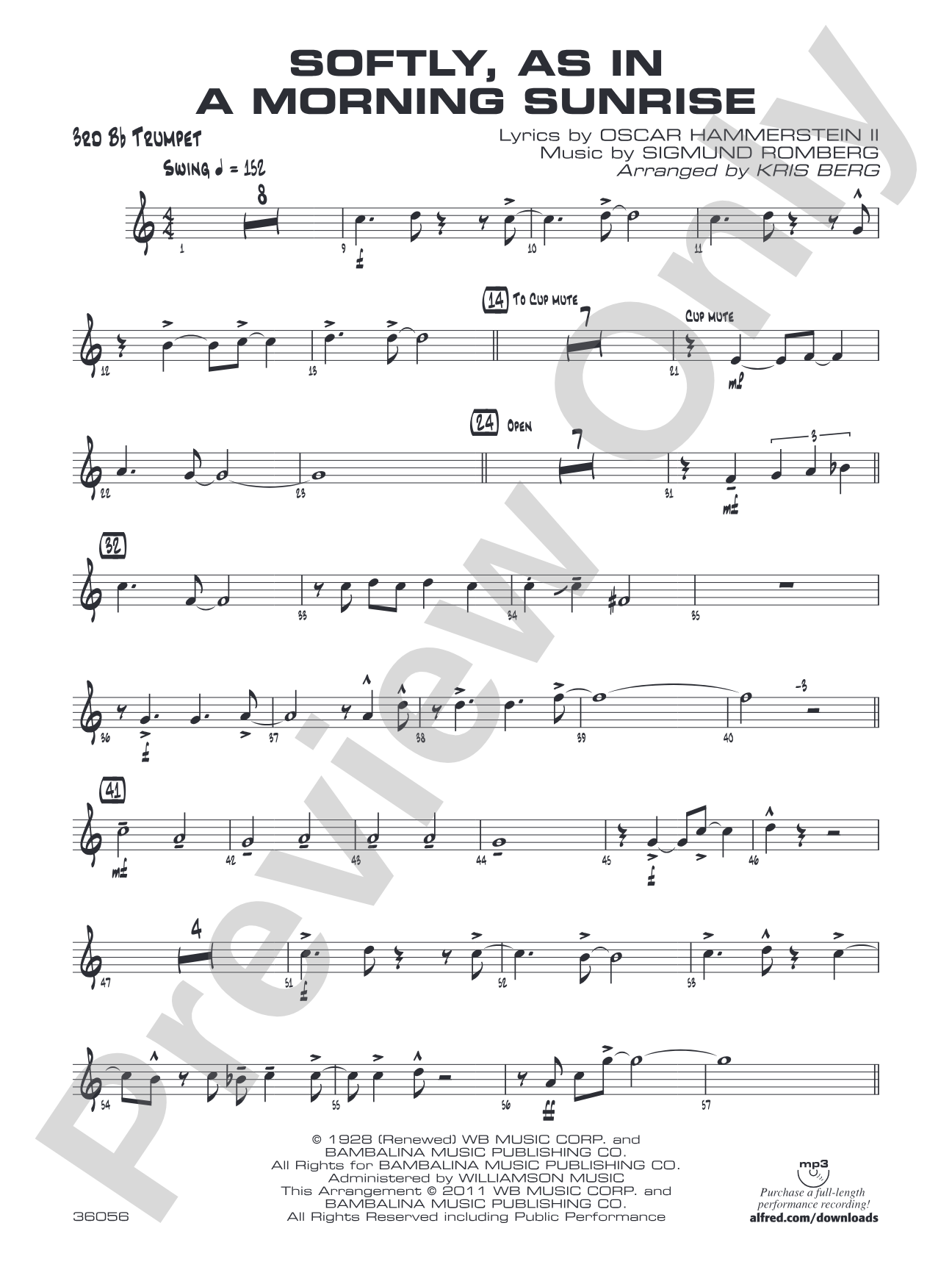 Softly, as in a Morning Sunrise: 3rd B-flat Trumpet