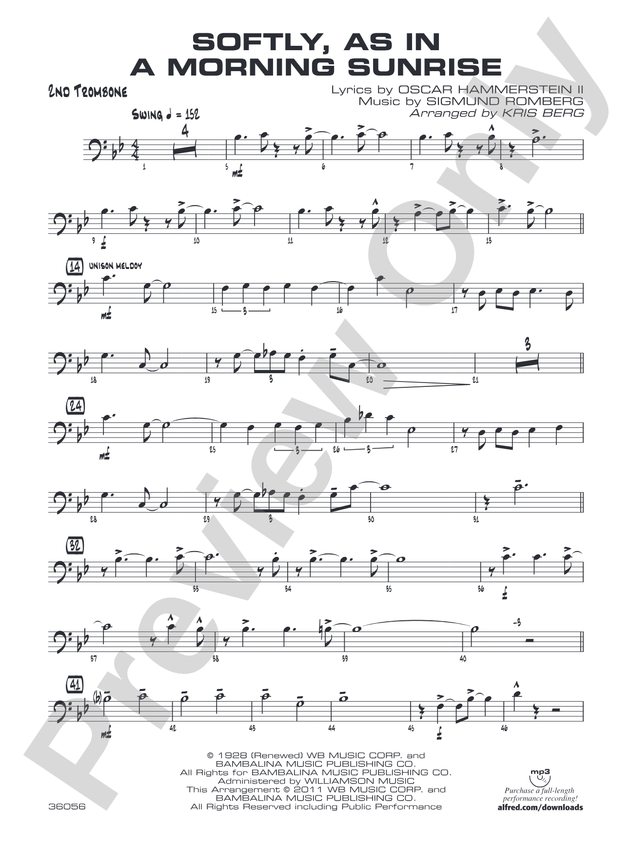 Softly, as in a Morning Sunrise: 2nd Trombone
