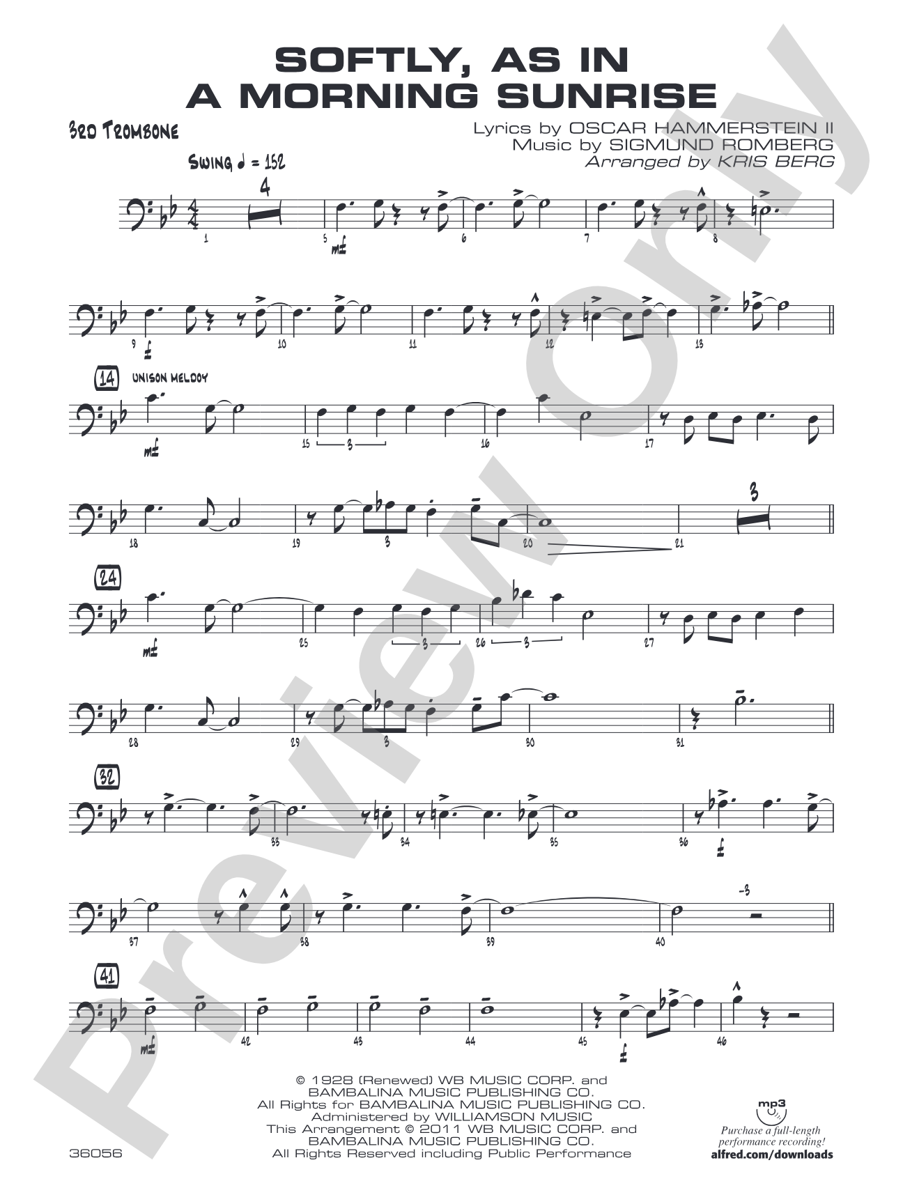 Softly, as in a Morning Sunrise: 3rd Trombone