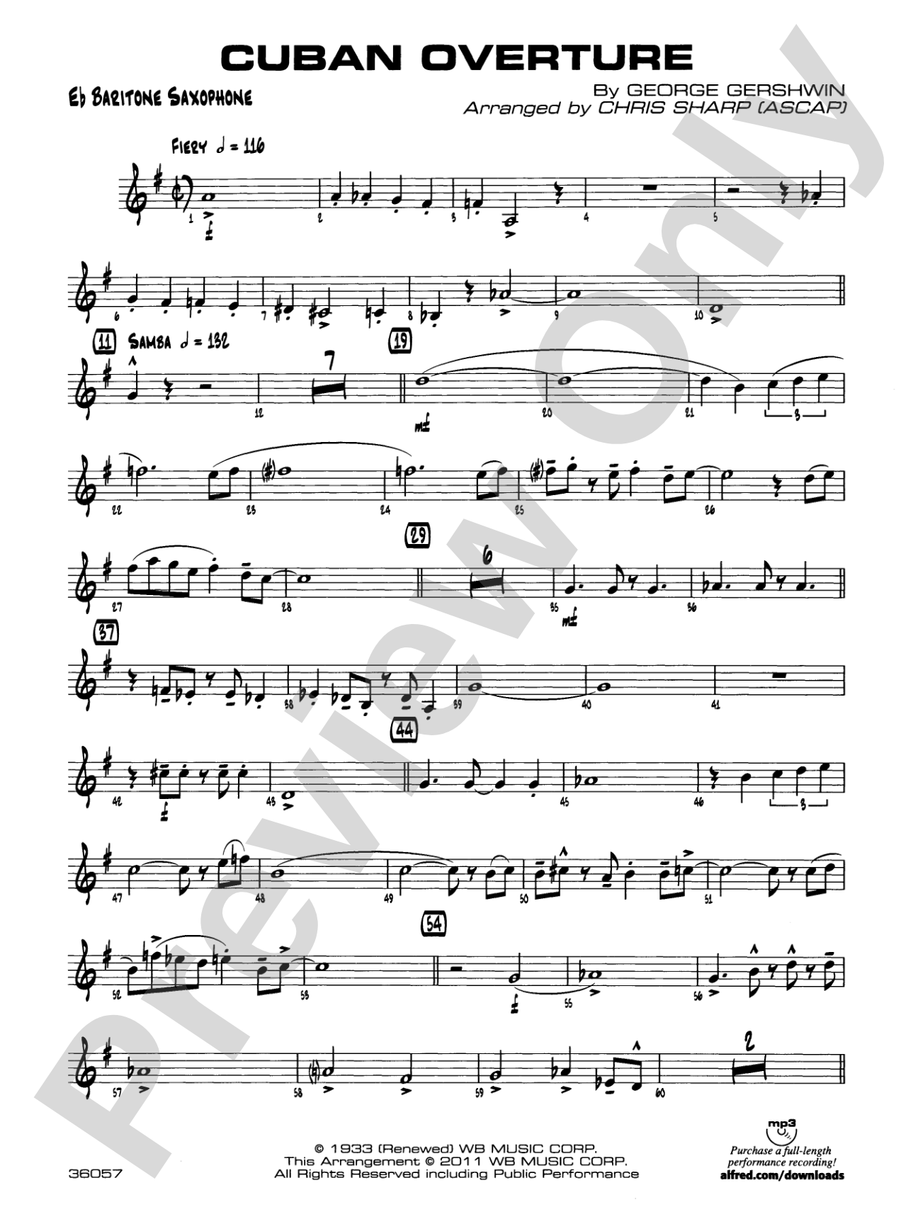 Cuban Overture: E-flat Baritone Saxophone