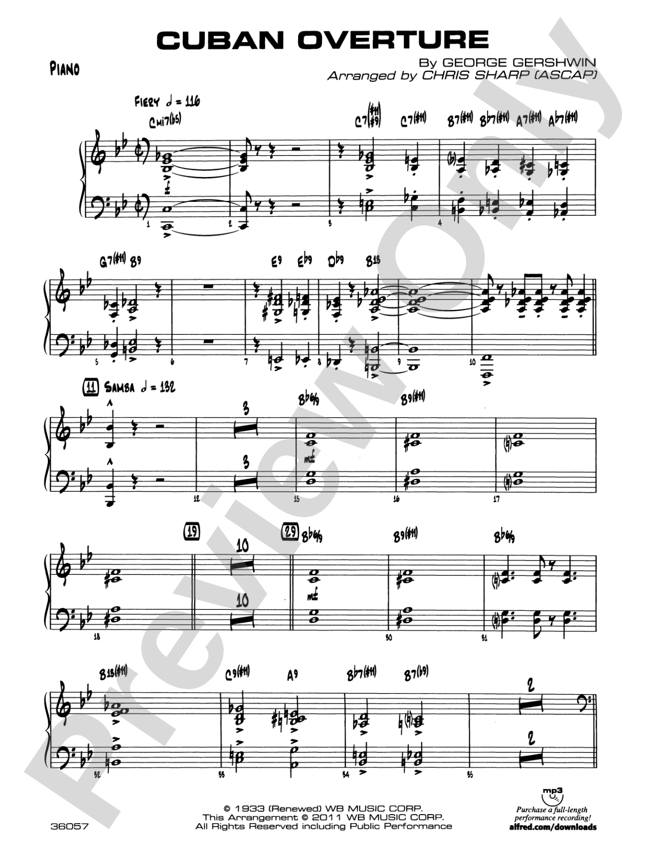 Cuban Overture: Piano Accompaniment