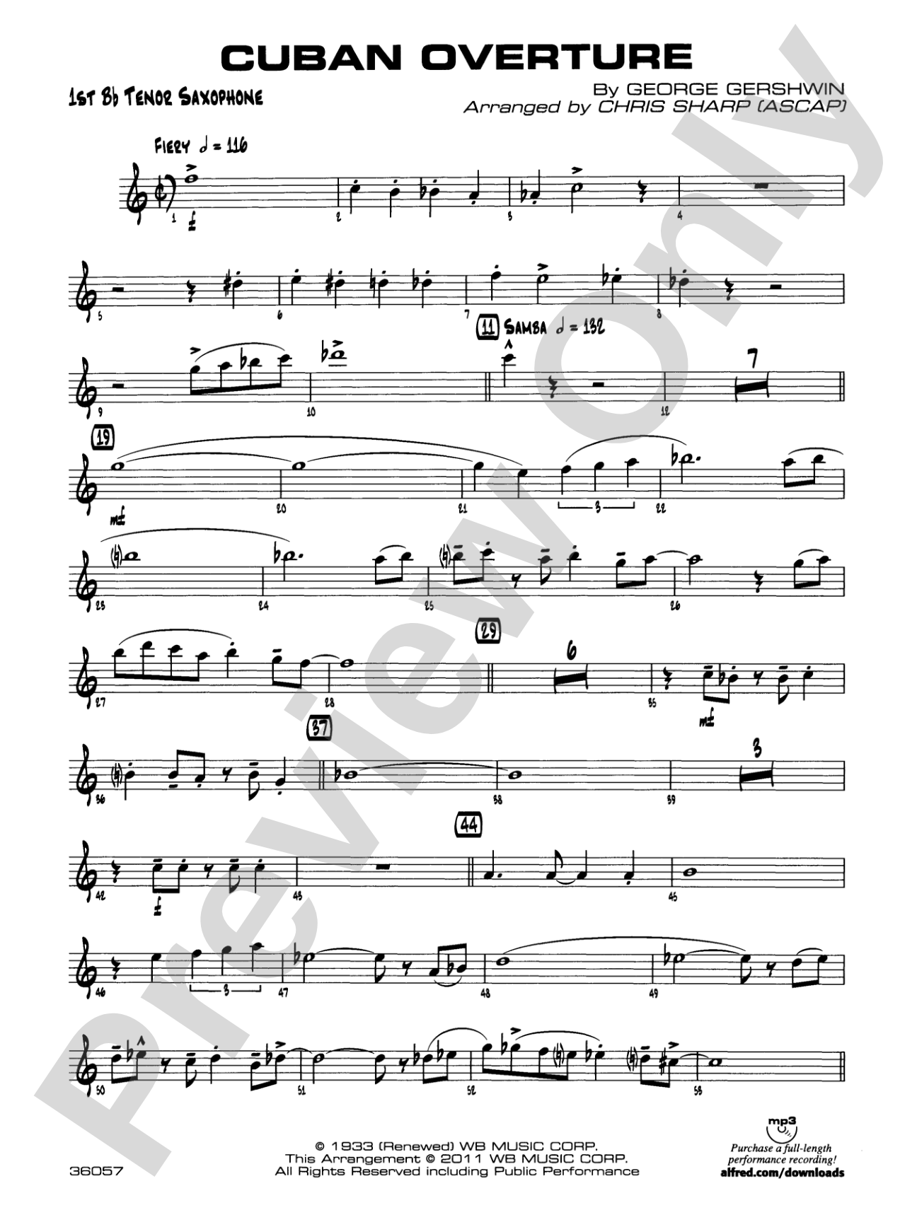 Cuban Overture: B-flat Tenor Saxophone