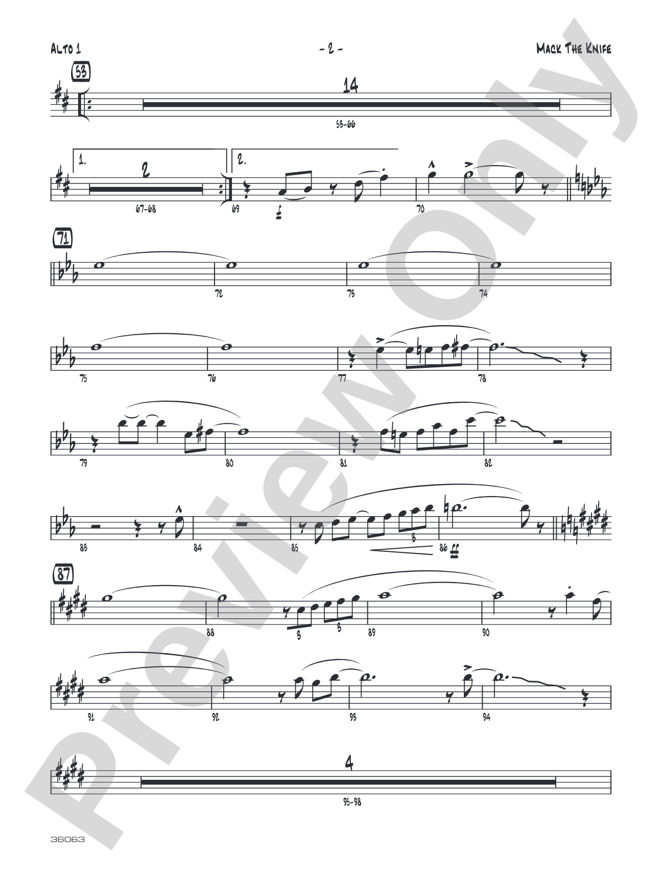 Mack the Knife: E-flat Alto Saxophone