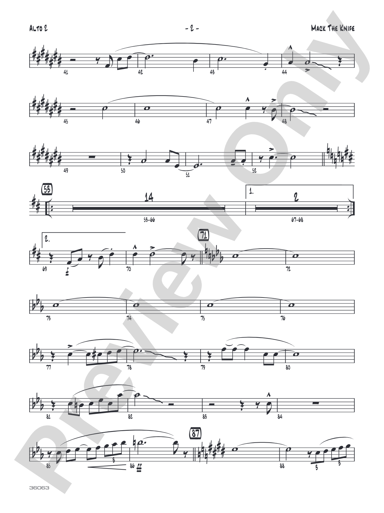 Mack the Knife: 2nd E-flat Alto Saxophone