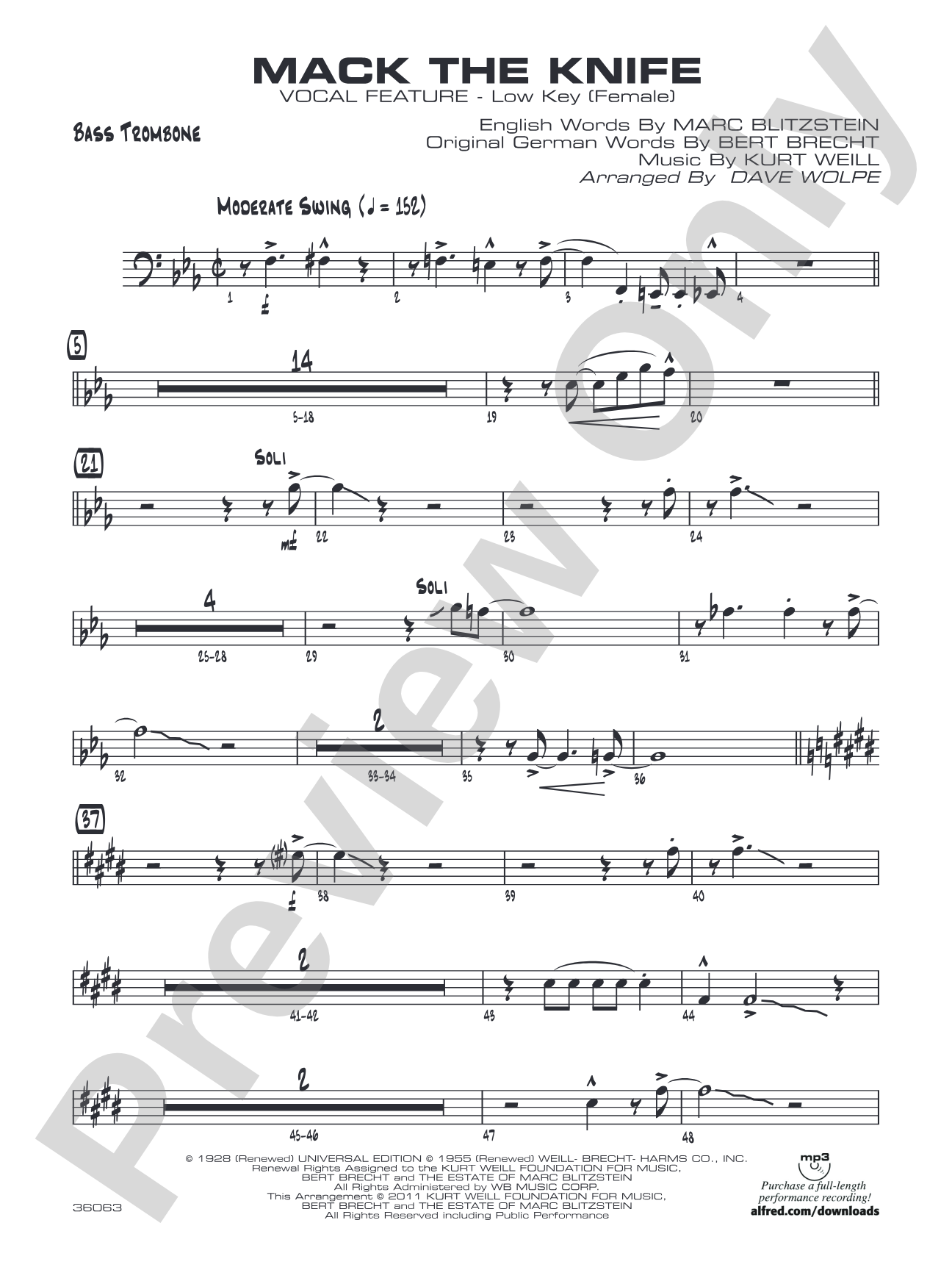 Mack the Knife: Bass Trombone