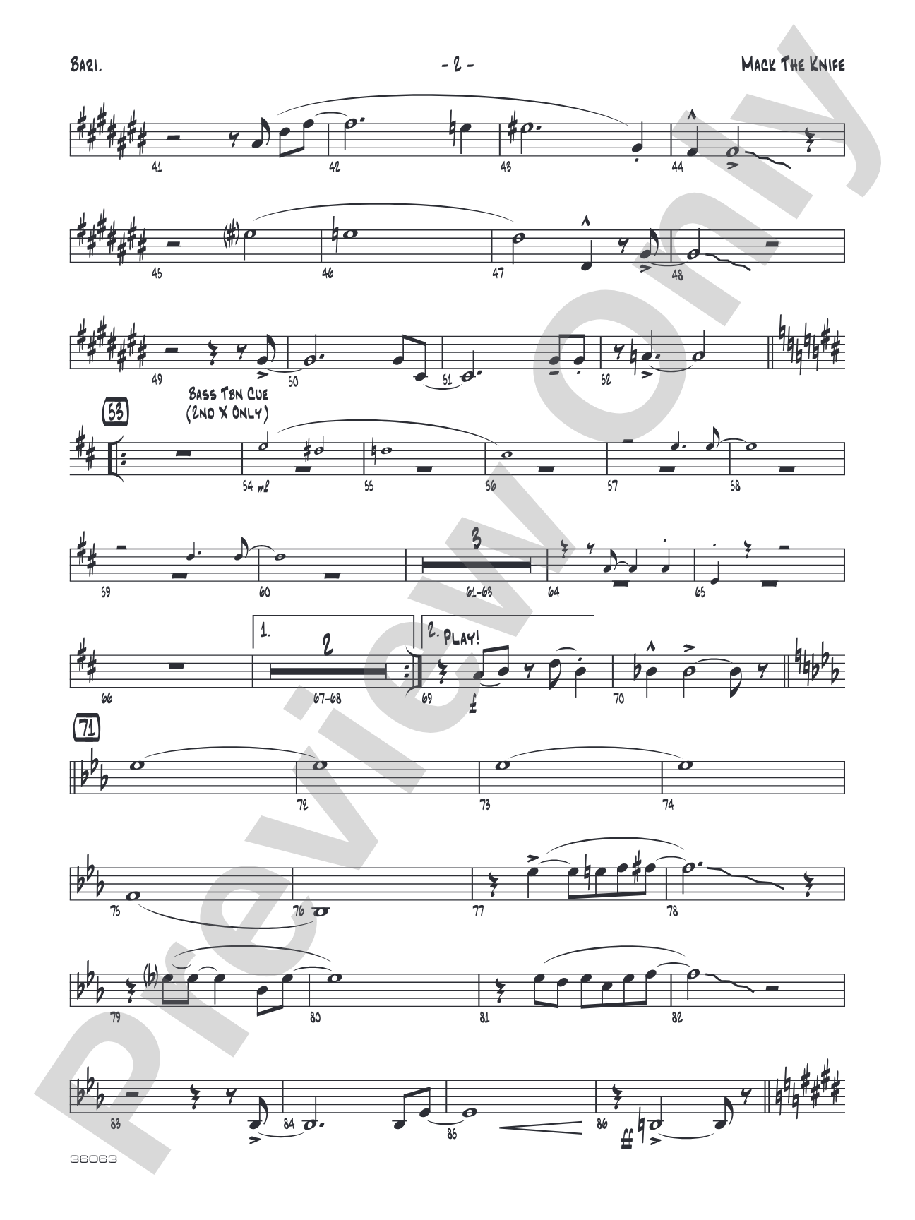 Mack the Knife: E-flat Baritone Saxophone