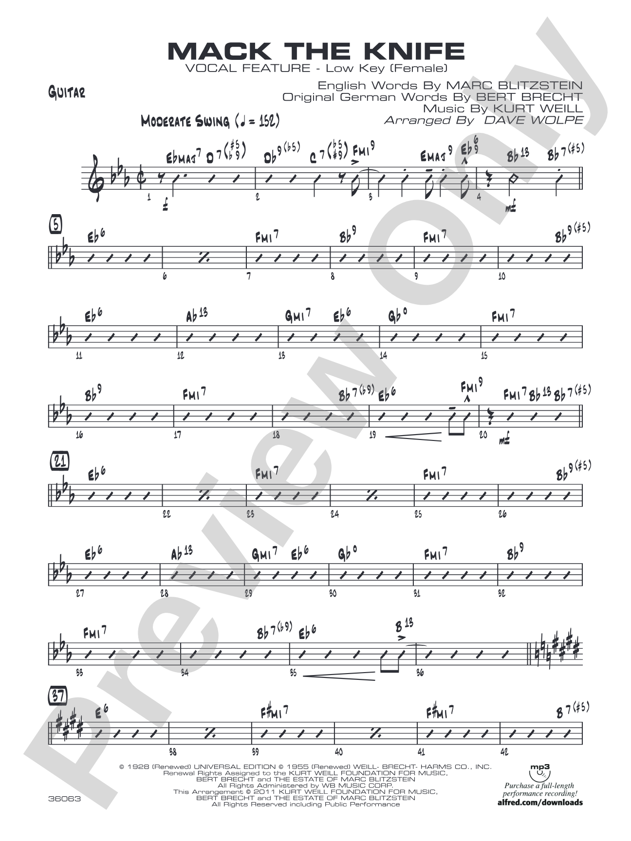 Mack the Knife: Guitar