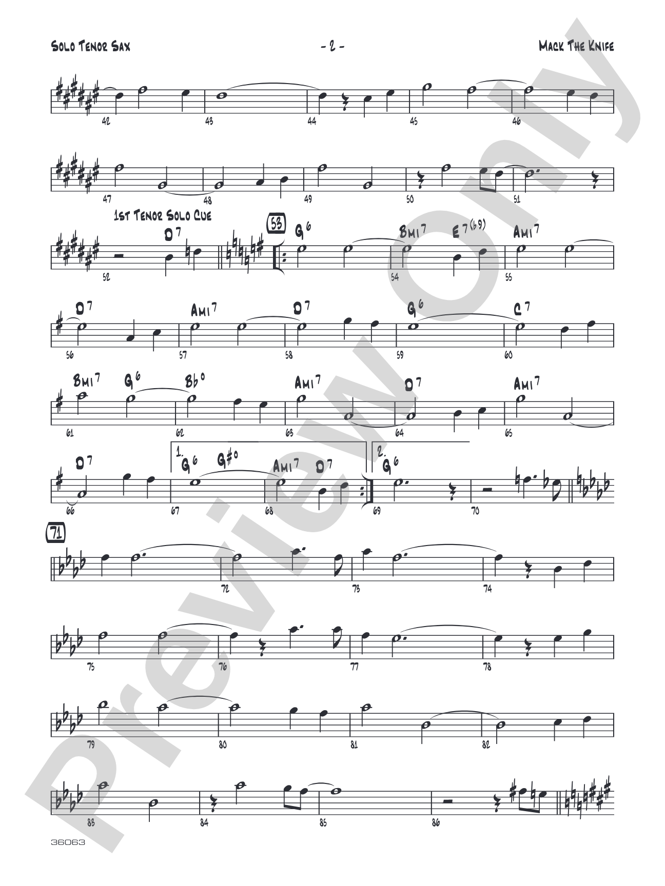 Mack the Knife: Solo Bb Part (Substitute for Vocal)