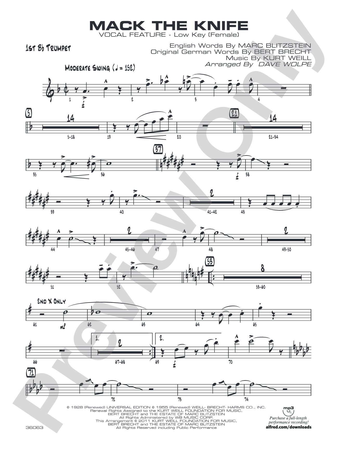 Mack the Knife: 1st B-flat Trumpet