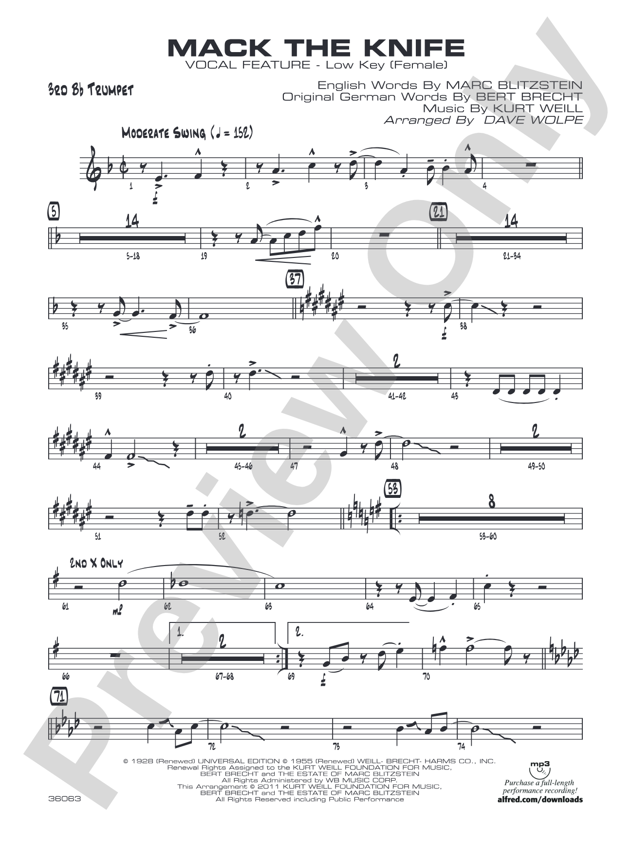 Mack the Knife: 3rd B-flat Trumpet