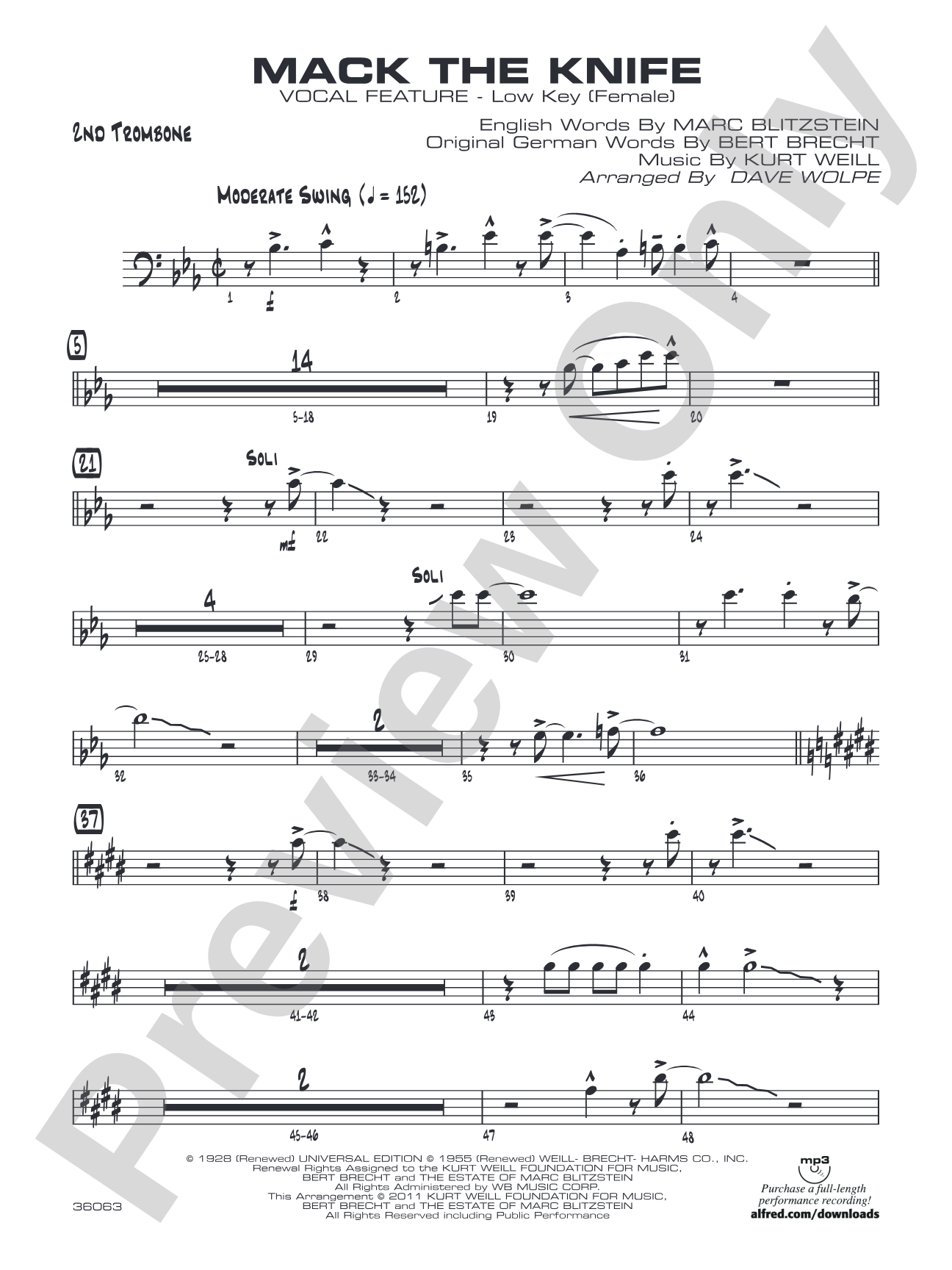 Mack the Knife: 2nd Trombone