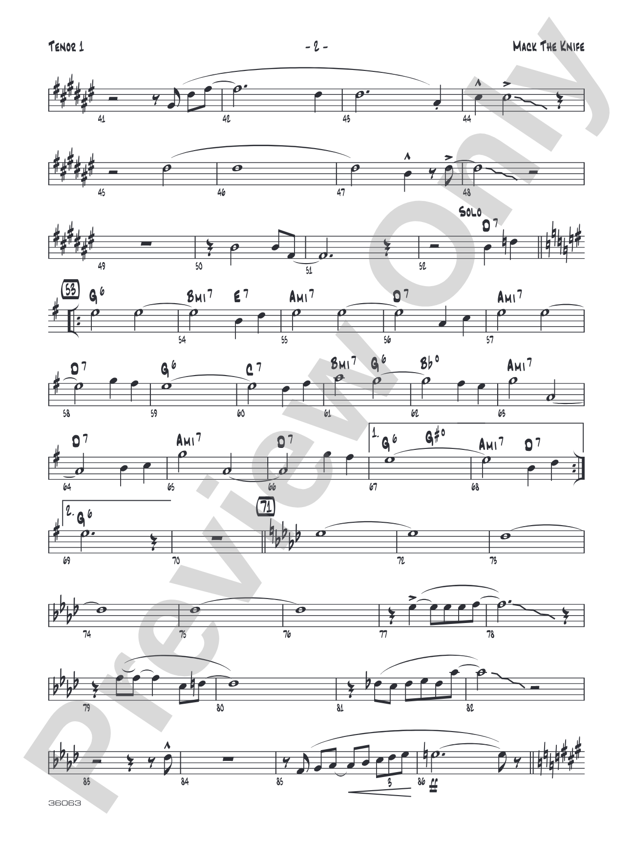 Mack the Knife: B-flat Tenor Saxophone