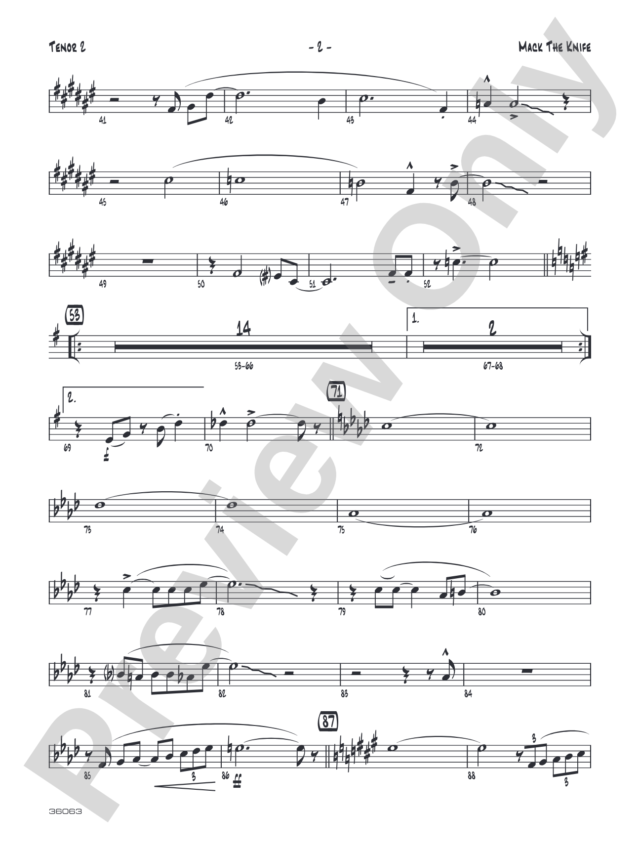 Mack the Knife: 2nd B-flat Tenor Saxophone