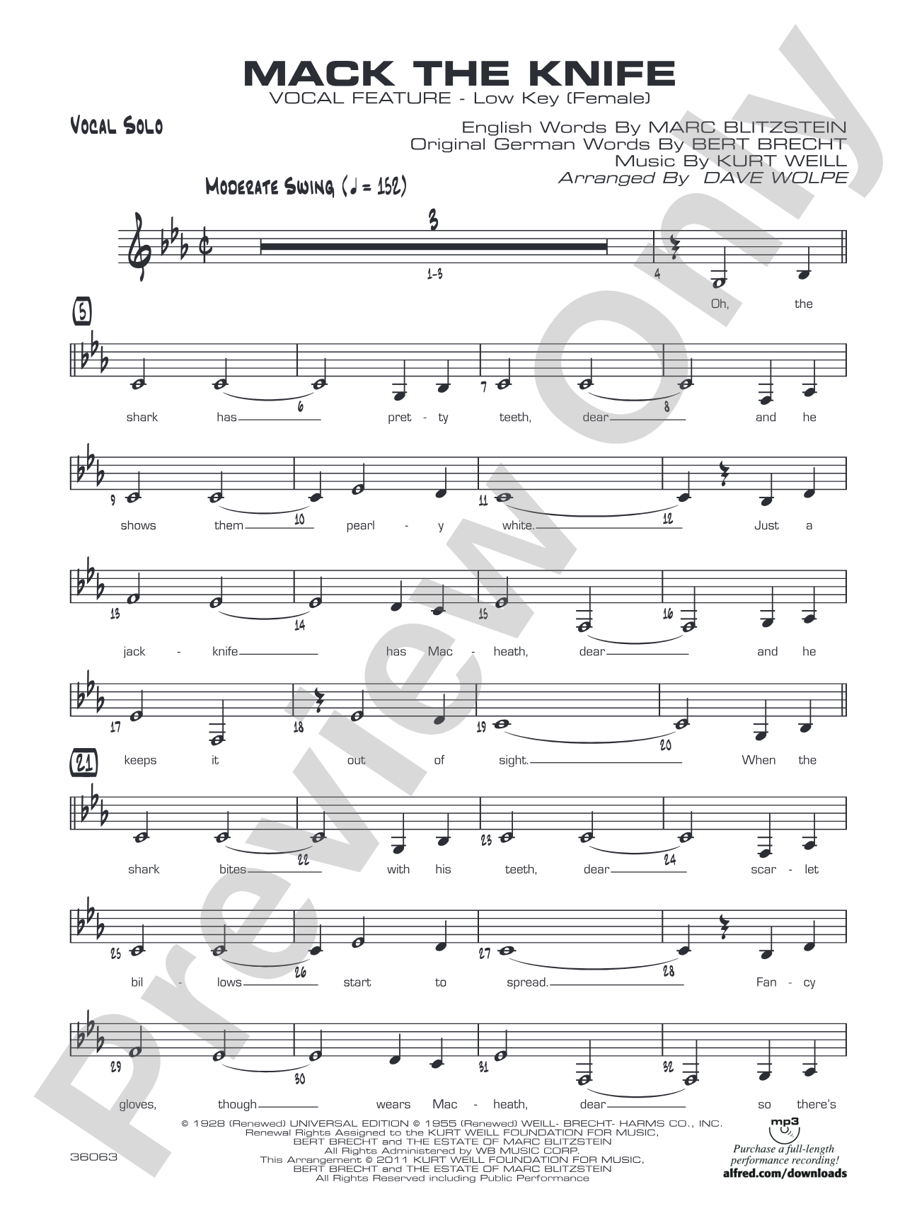 Mack the Knife: Vocal Solo