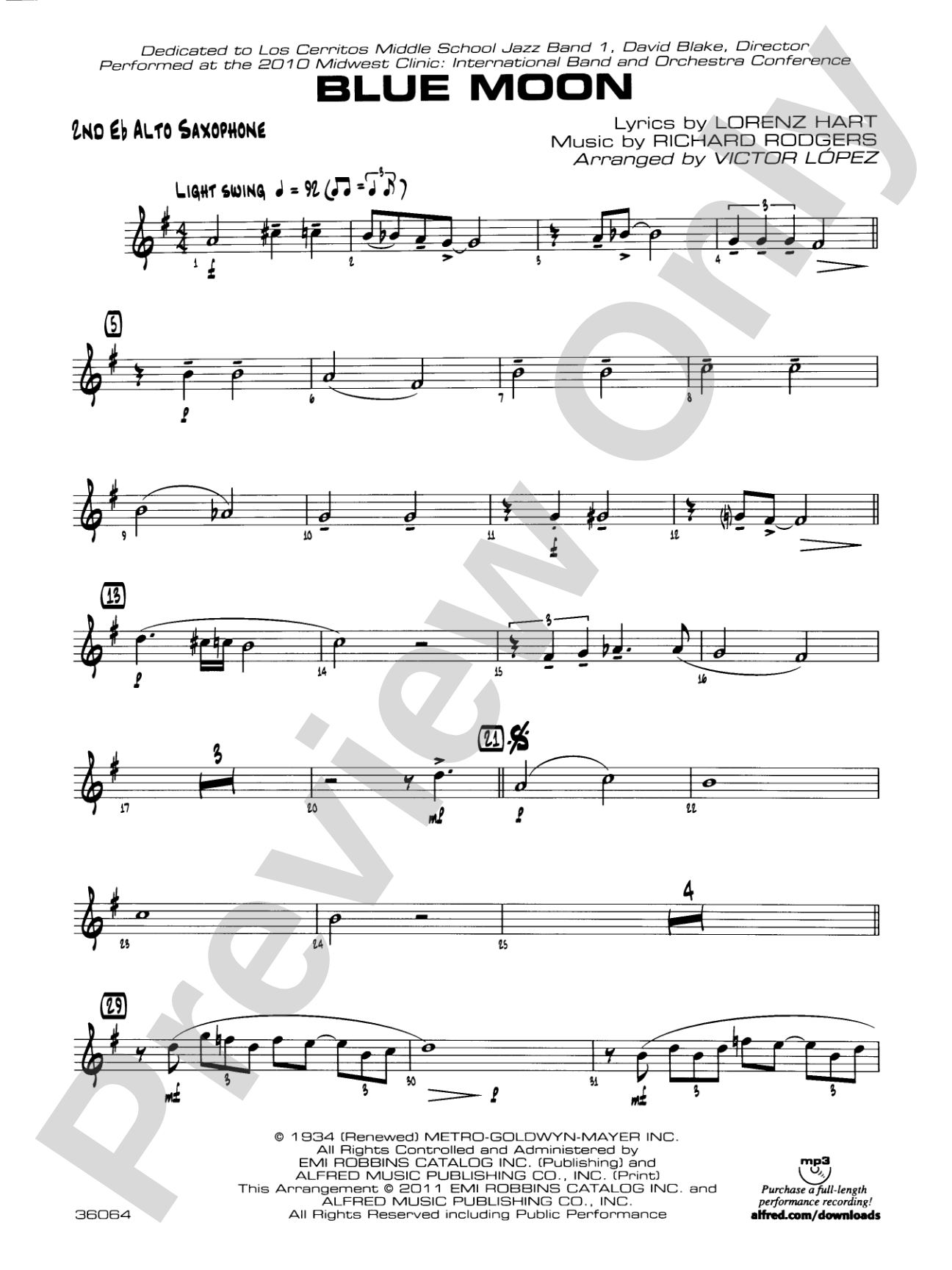 Blue Moon: 2nd E-flat Alto Saxophone