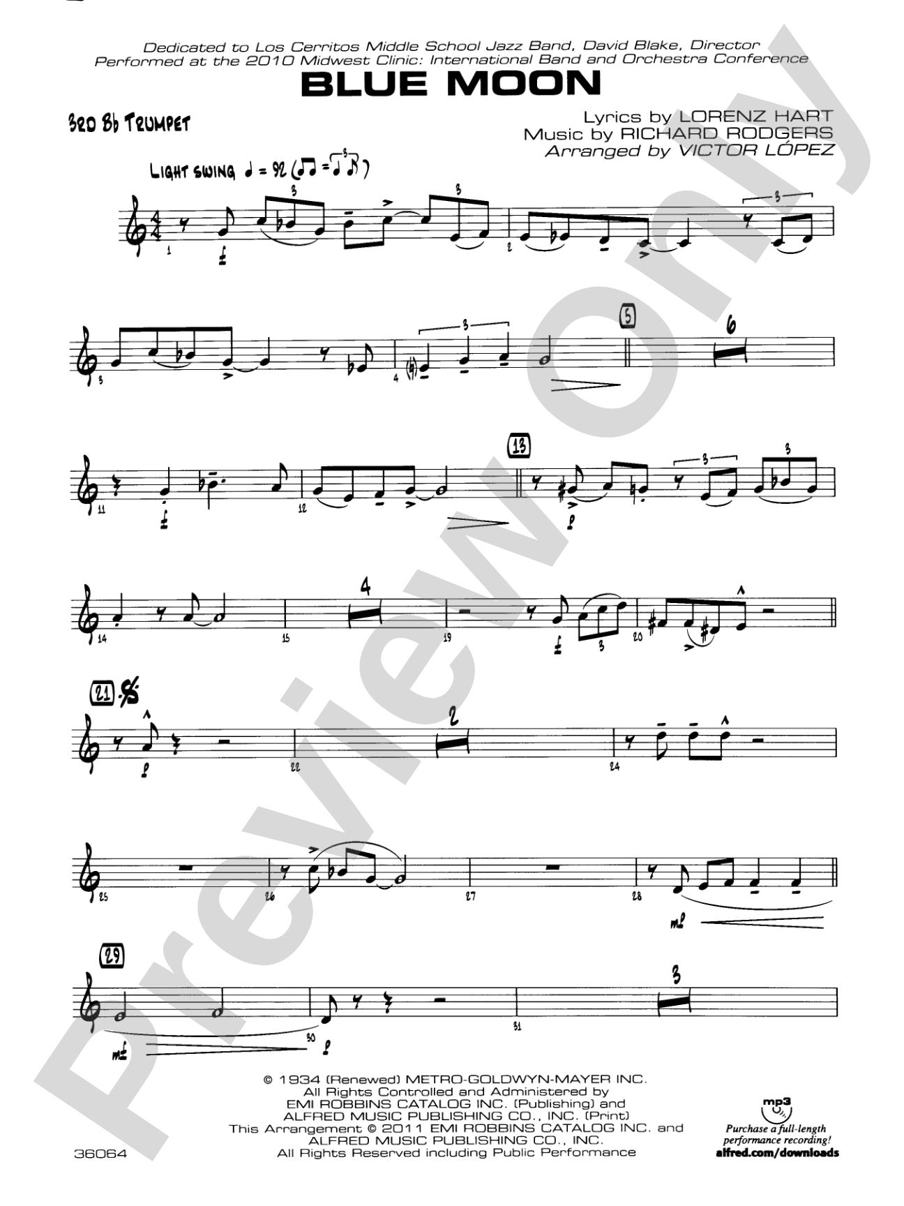 Blue Moon: 3rd B-flat Trumpet