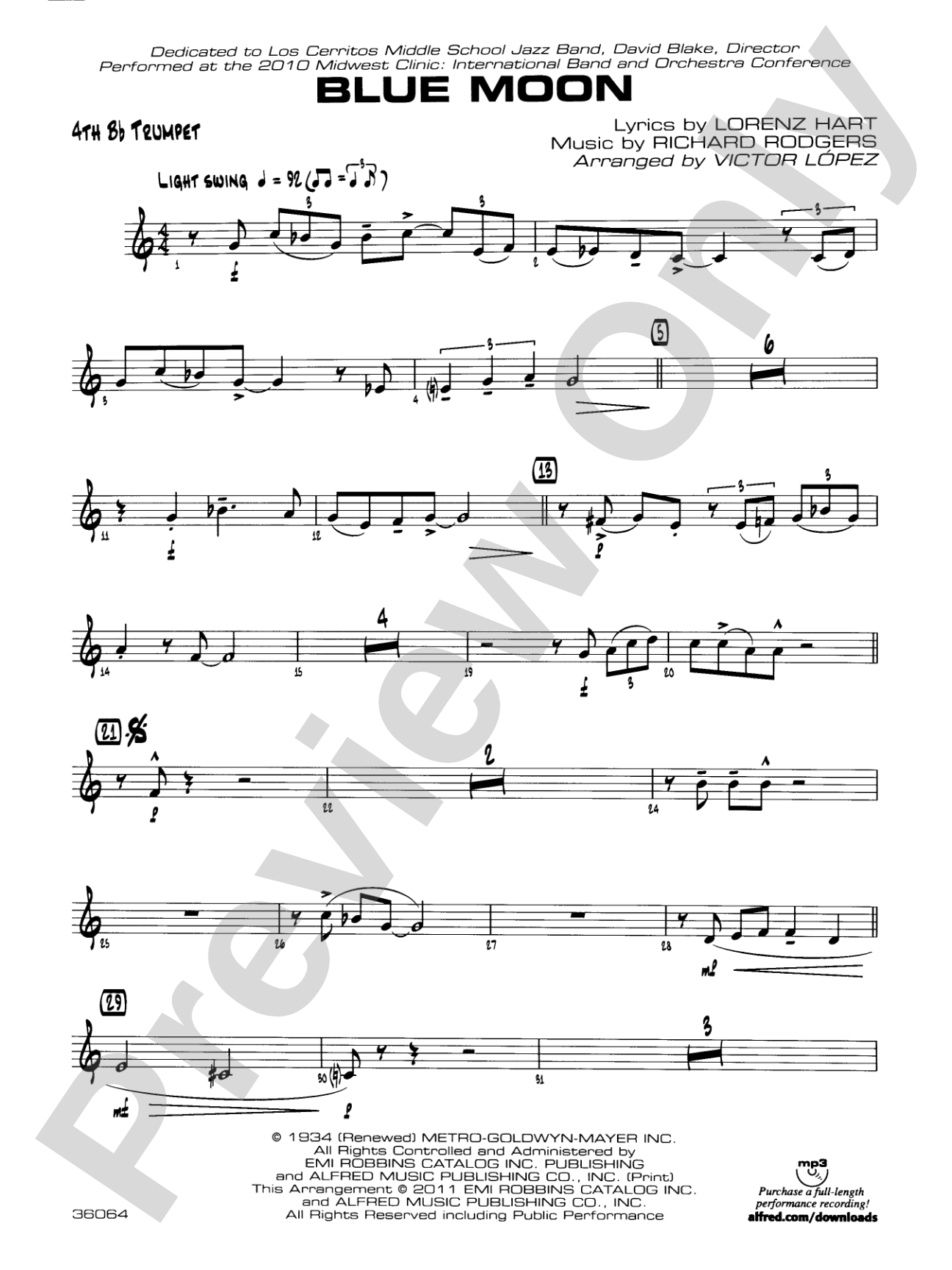 Blue Moon: 4th B-flat Trumpet