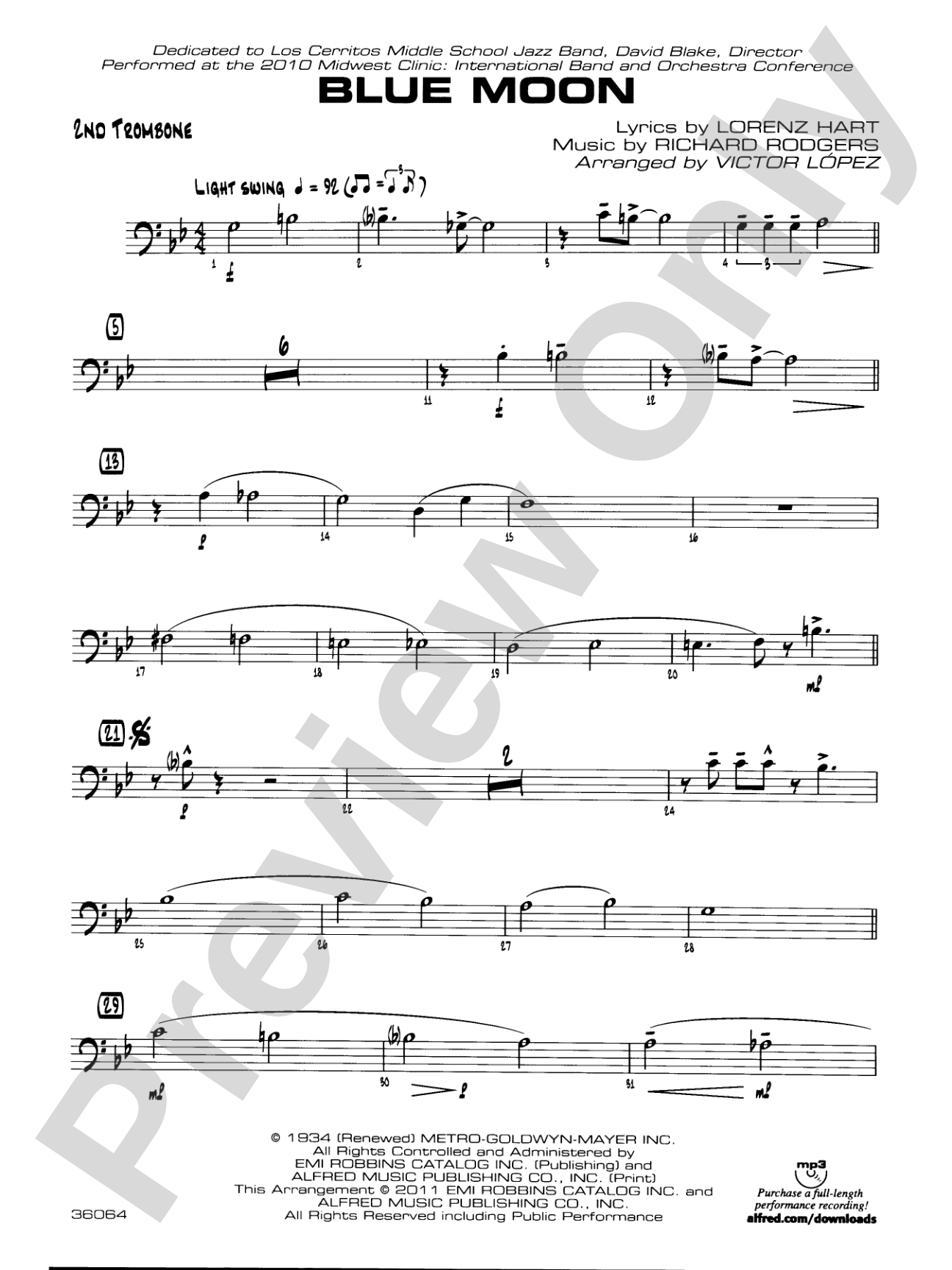 Blue Moon: 2nd Trombone
