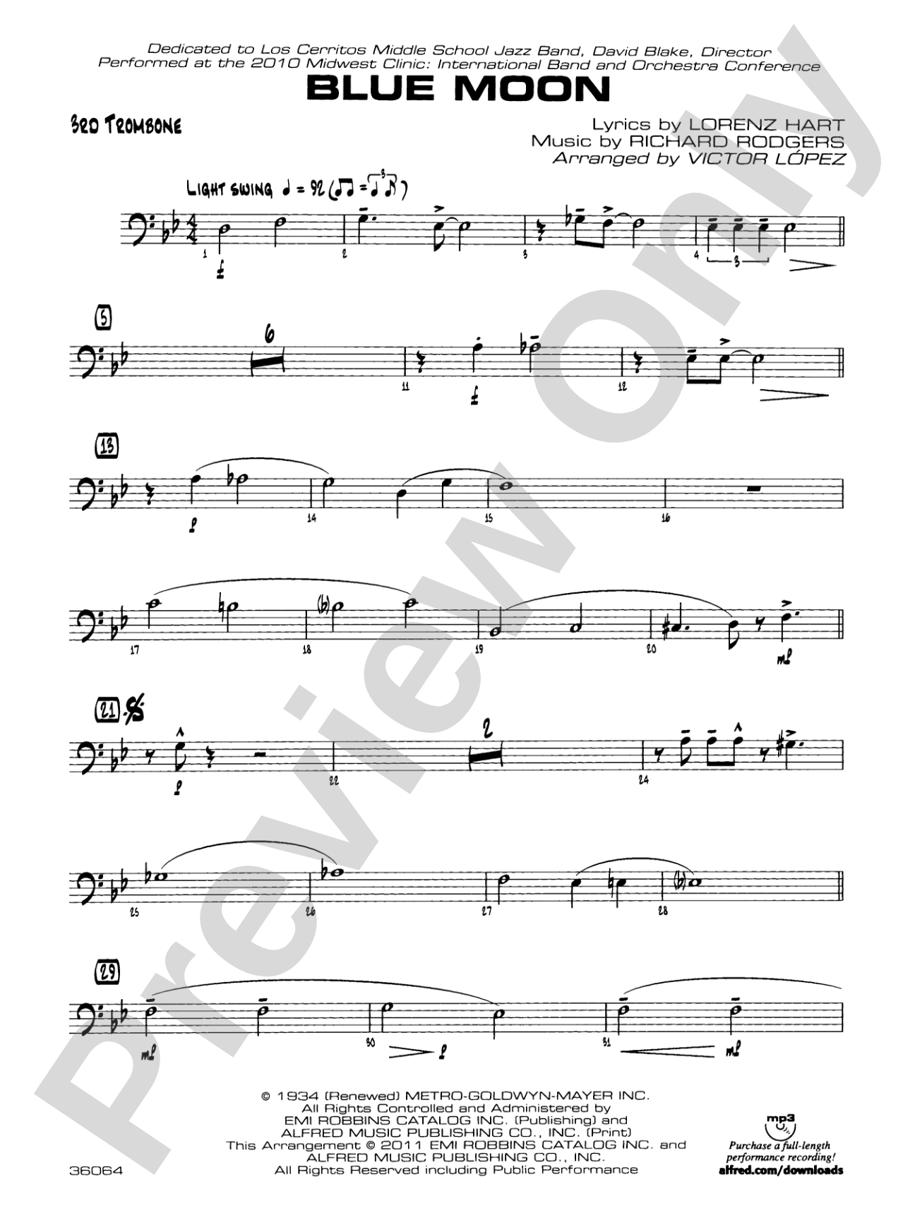 Blue Moon: 3rd Trombone