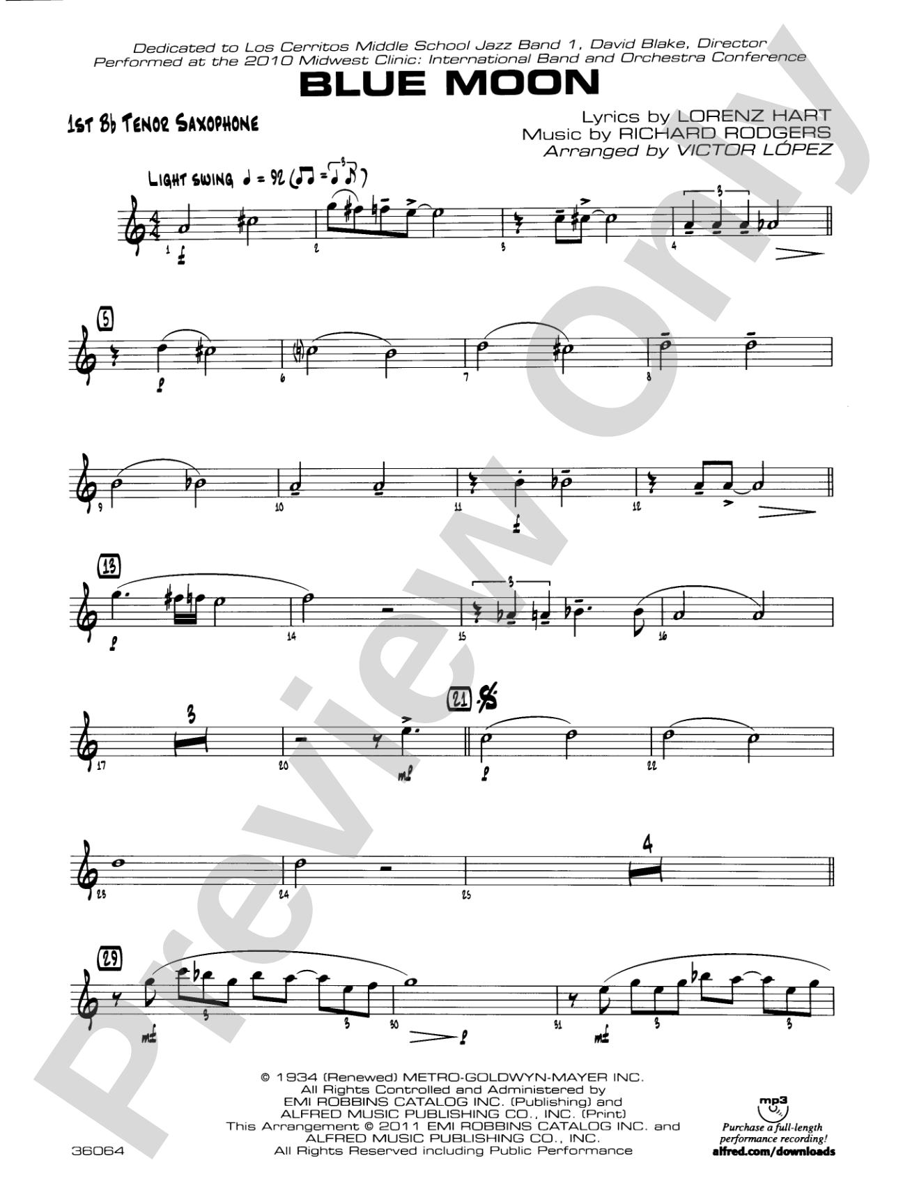 Blue Moon: B-flat Tenor Saxophone