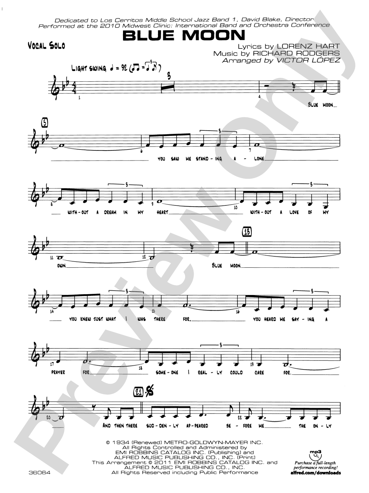 Blue Moon: Vocal Solo