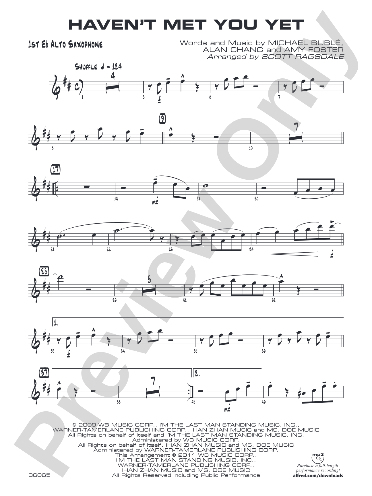 Haven't Met You Yet: E-flat Alto Saxophone
