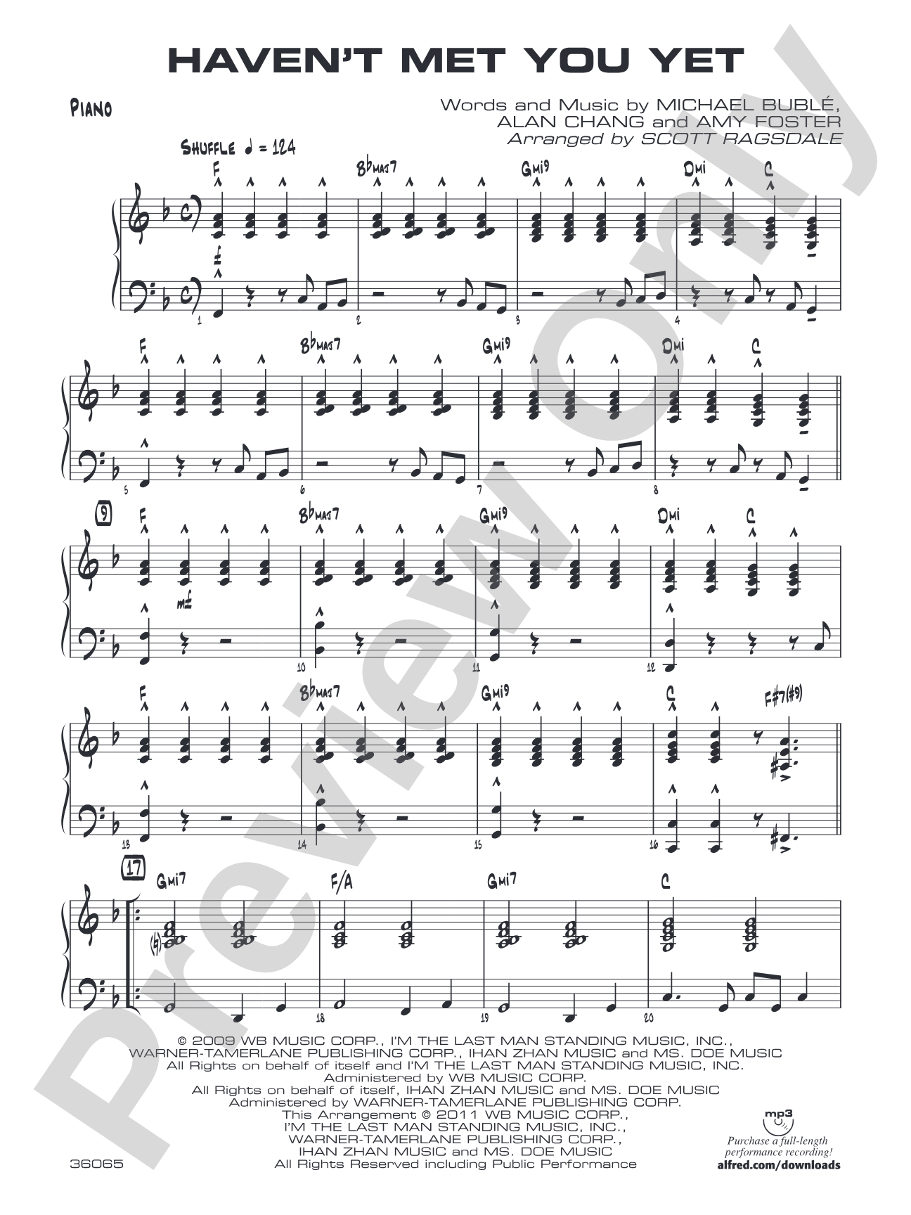 Haven't Met You Yet: Piano Accompaniment