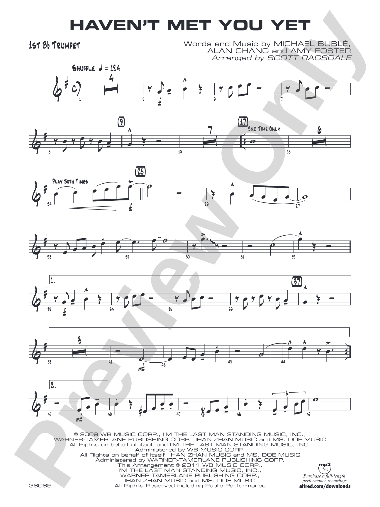 Haven't Met You Yet: 1st B-flat Trumpet