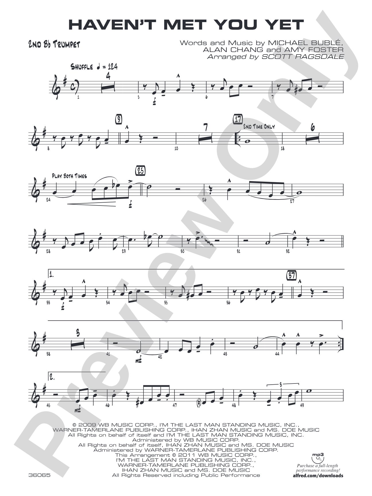 Haven't Met You Yet: 2nd B-flat Trumpet